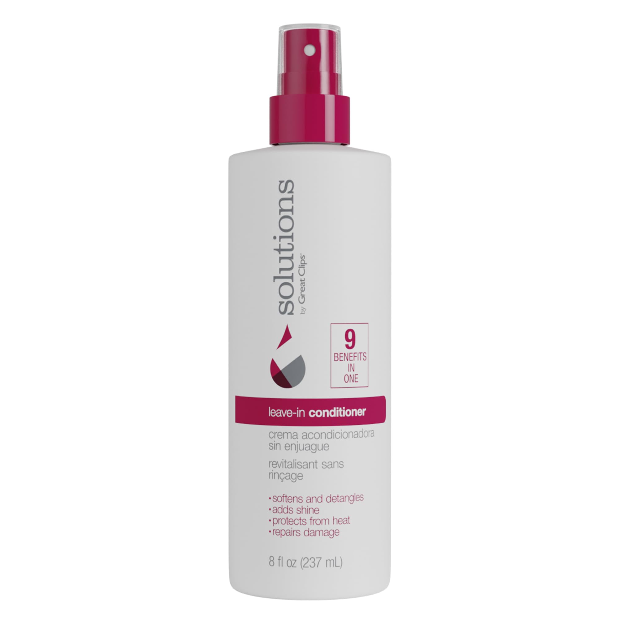 GREAT CLIPS Solutions Nourishing Leave-In Conditioner | 8oz Spray | Detangles & Hydrates Hair
