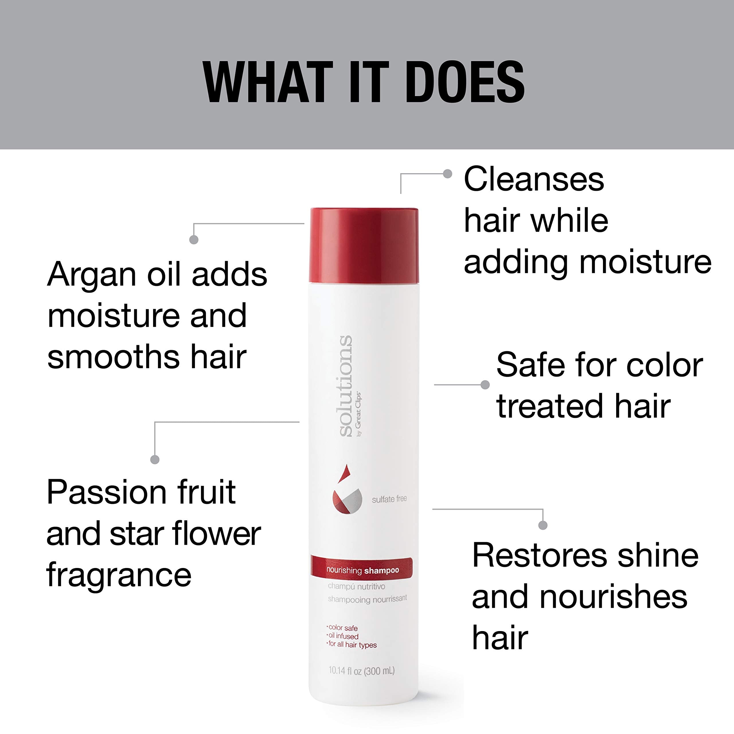 GREAT CLIPS Nourishing Shampoo with Argan Oil – Sulfate Free, 10oz, Color-Safe