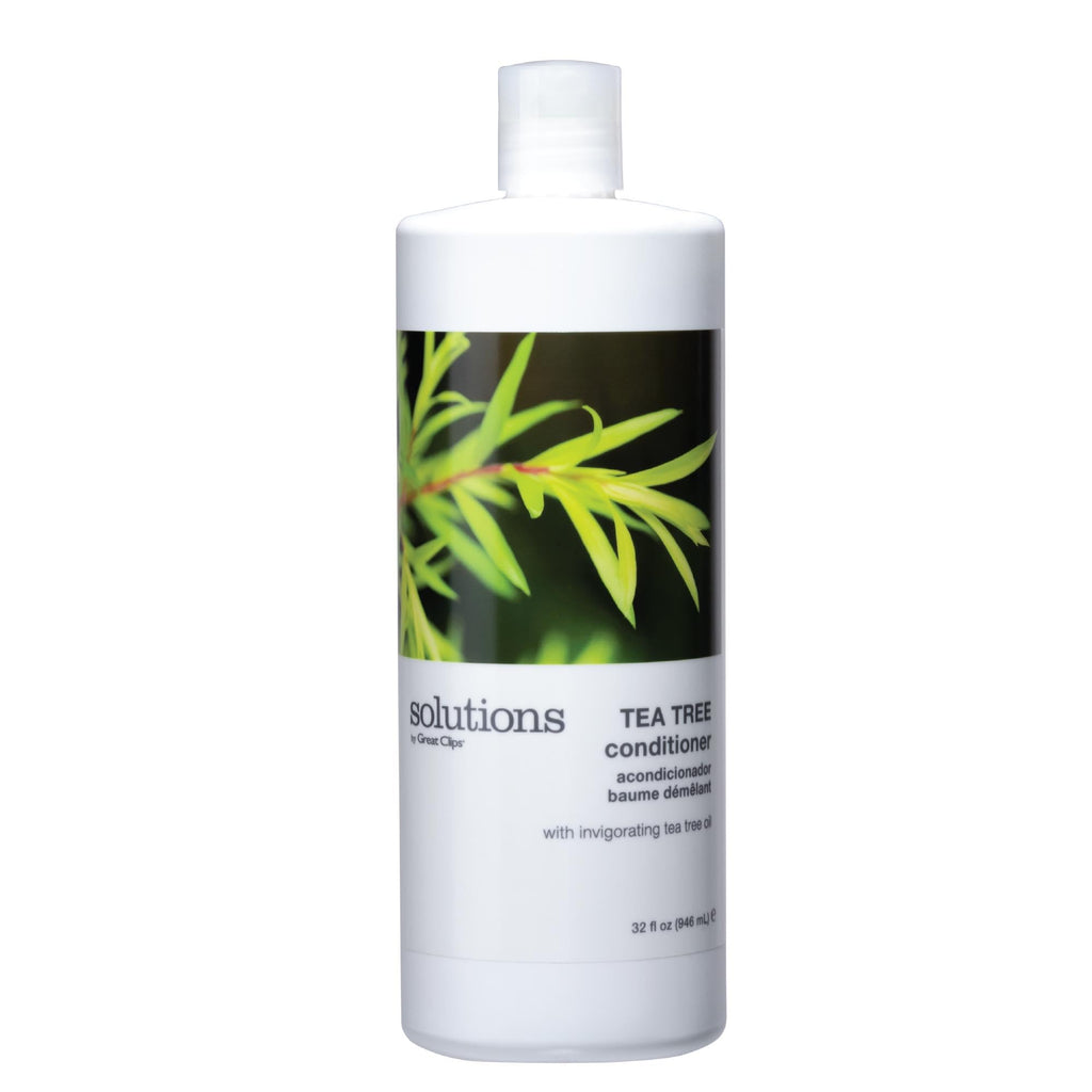 GREAT CLIPS Solutions Tea Tree Conditioner 32 oz | Tea Tree & Peppermint Oils | Detangle & Condition | For All Hair Types