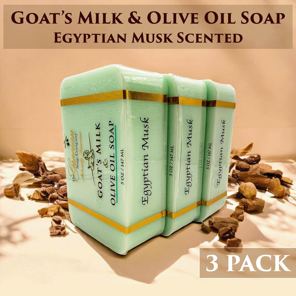 The Grecian Soap Company Goat Milk & Olive Oil Bar 3-Pack – Egyptian Musk, Made in USA