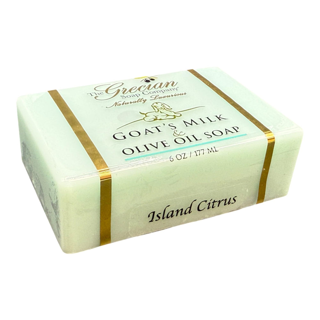 Grecian Goats Milk & Olive Oil Soap Bar 3-Pack Island Citrus – Handmade, All-Natural, pH-Balanced