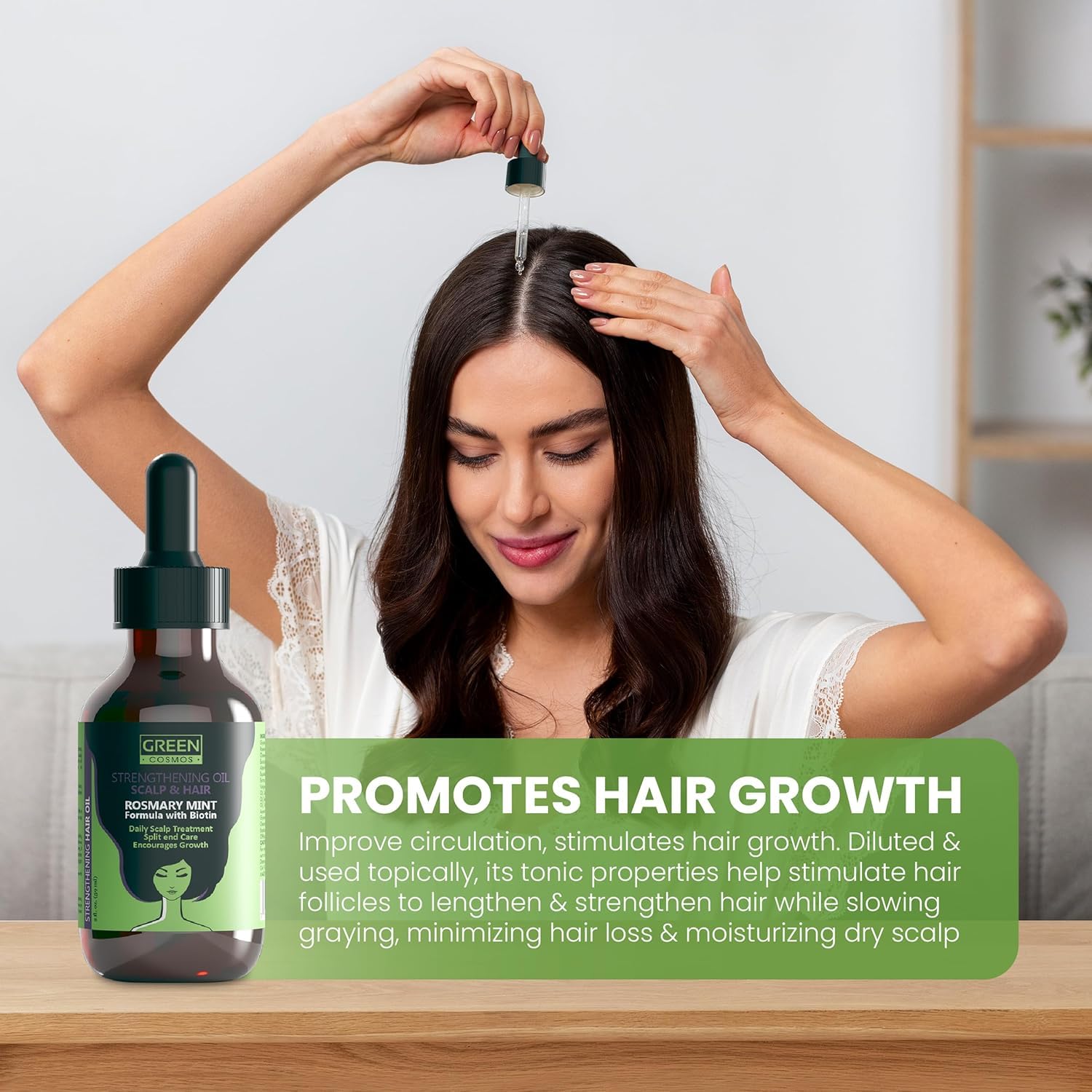 Green Cosmos 100% Rosemary Oil for Hair Growth – 60ml x 2 – Nourishes Scalp, Supports Circulation, Relieves Itchy Dry Scalp, Strengthens Hair, Eyebrows & Eyelashes