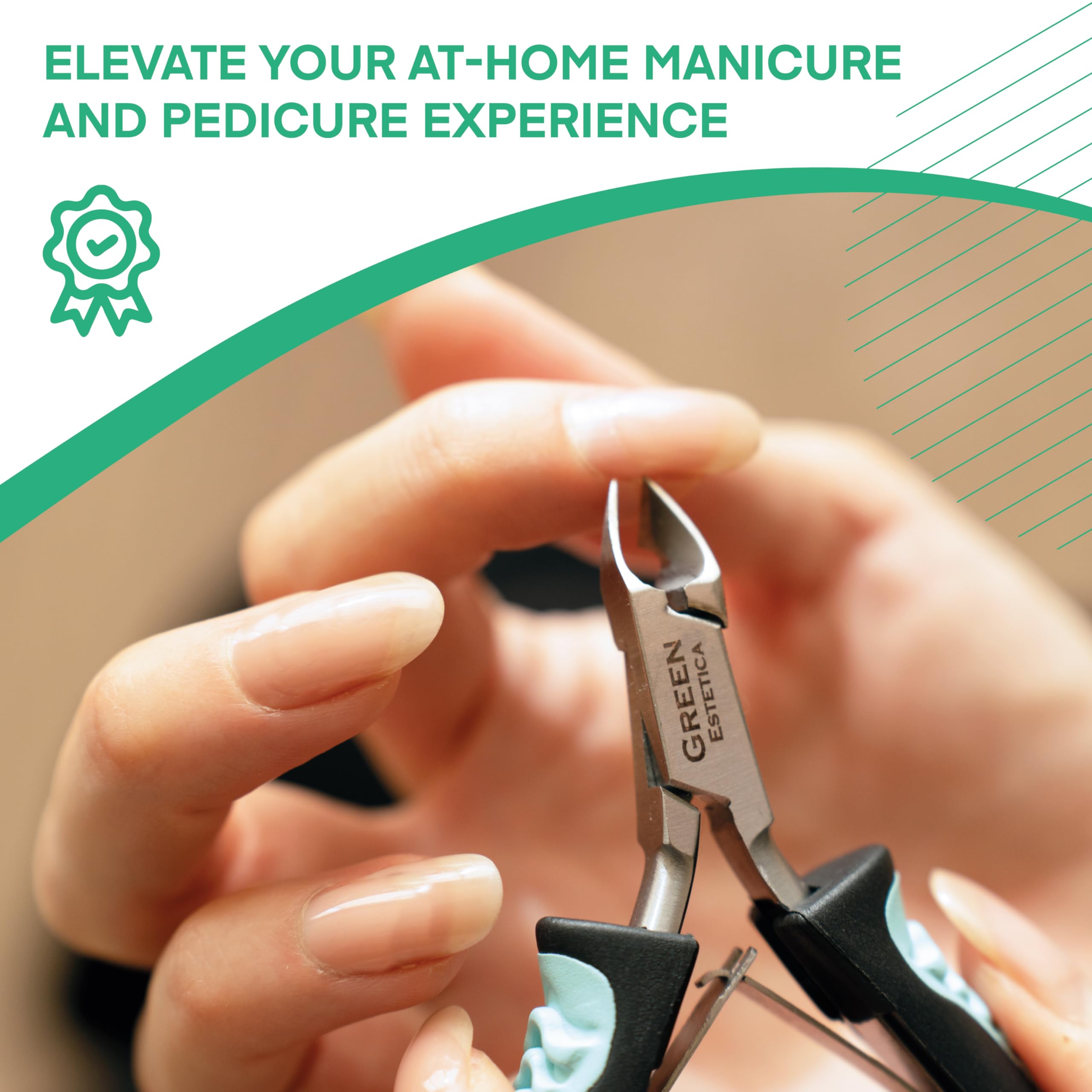 Green Estetica Cuticle Trimmer with Non-Slip Grip – Premium Stainless Steel Cuticle Nippers