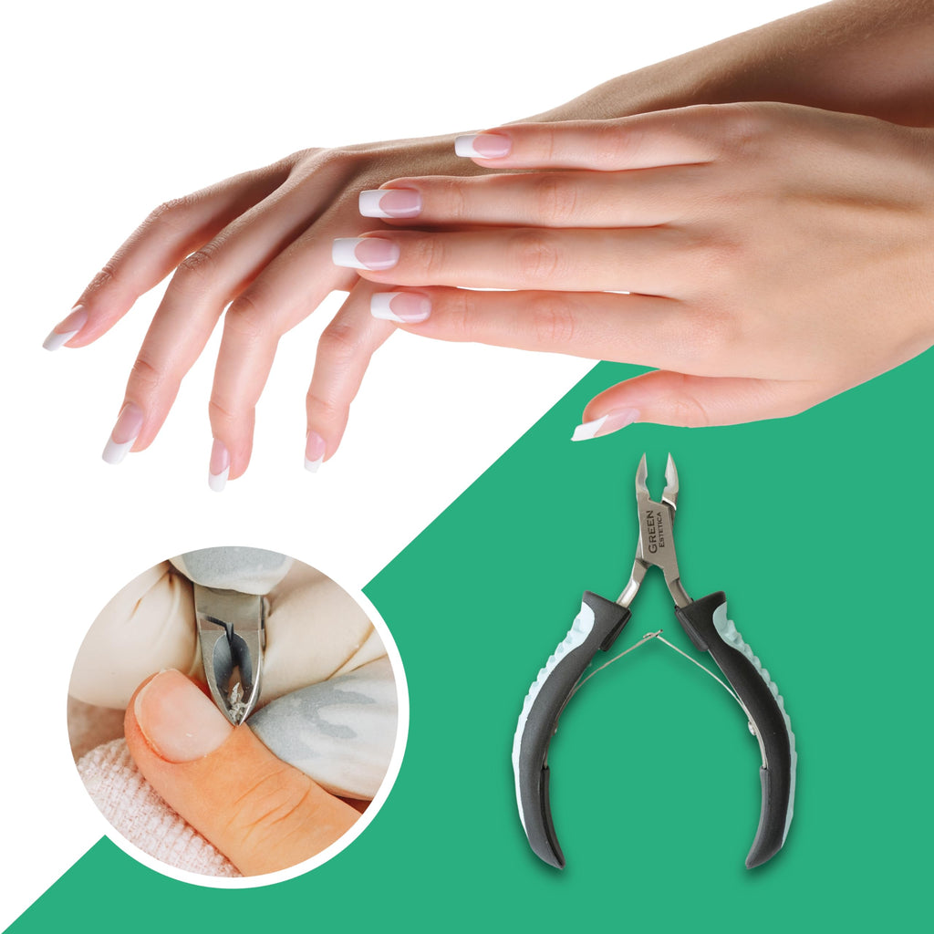 Green Estetica Cuticle Trimmer with Non-Slip Grip – Premium Stainless Steel Cuticle Nippers