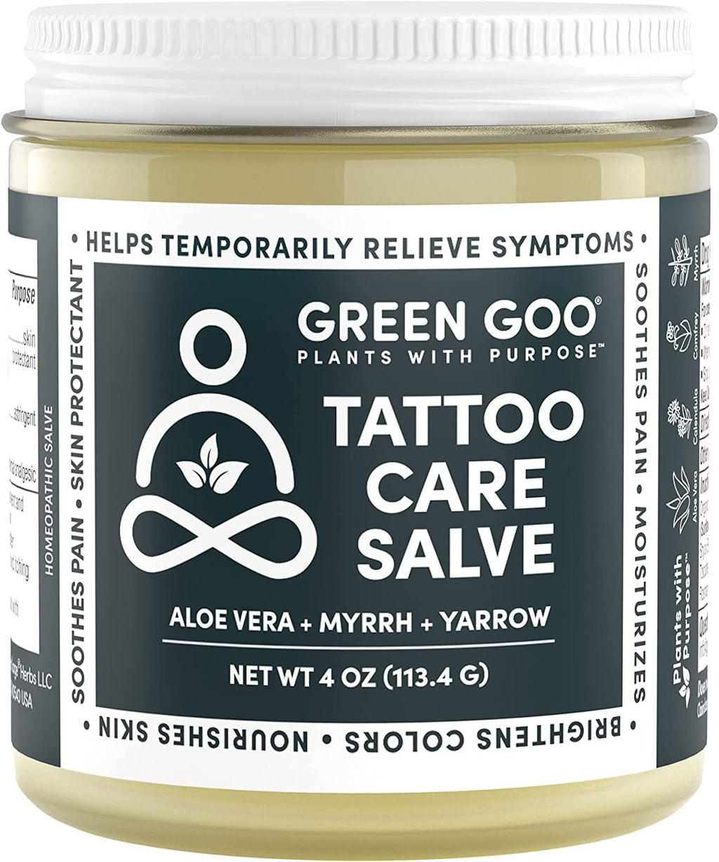 Green Goo Tattoo Care – Natural Aftercare Ointment with Aloe, Myrrh & Yarrow (4 oz)