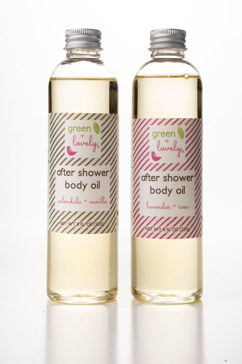 Green + Lovely Body Oil Moisturizer – Premium Organic After Shower Hydration (8 oz, Lavender Rose)