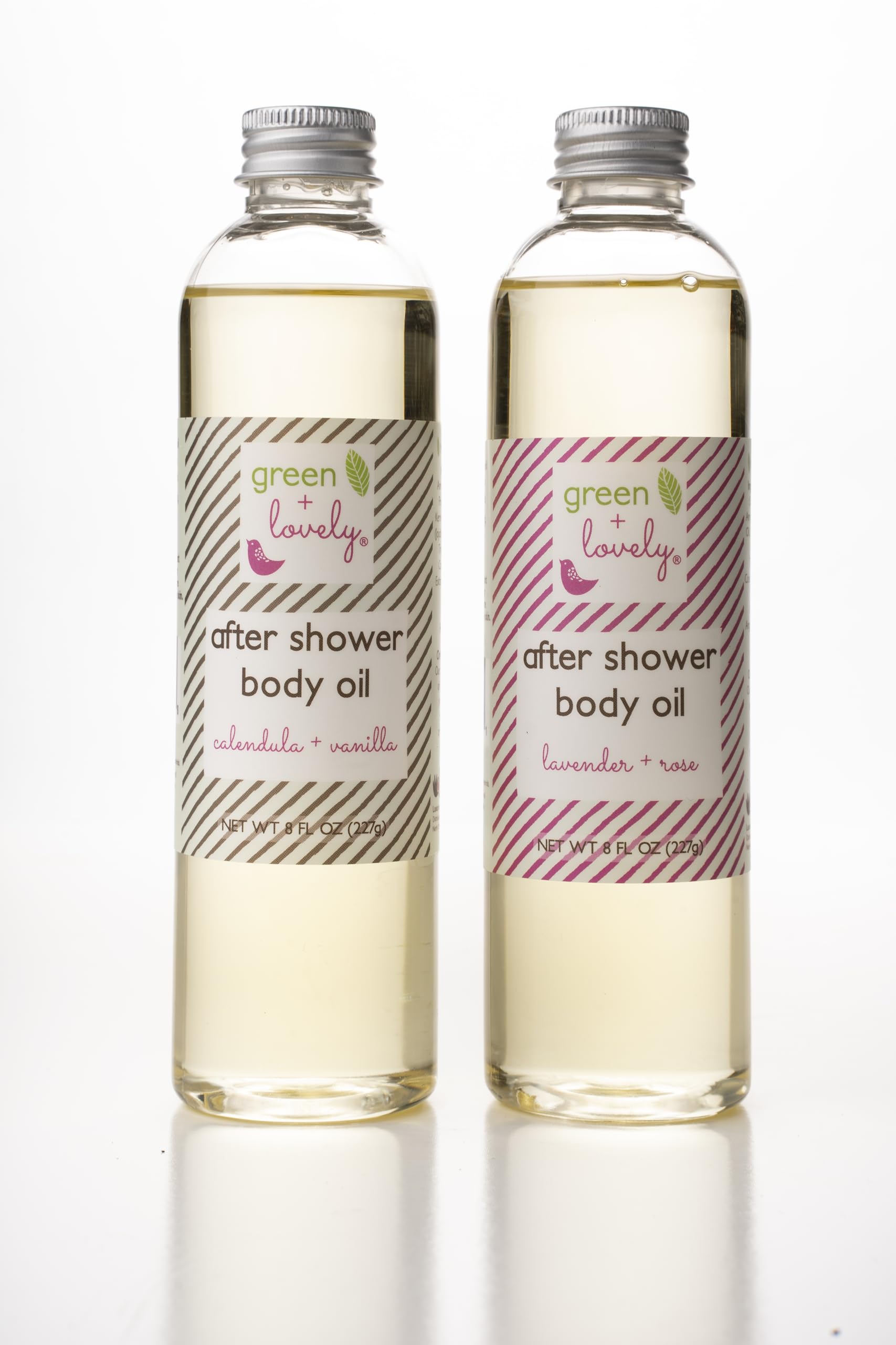 Green + Lovely Body Oil Moisturizer – Premium Organic After Shower Hydration (8 oz, Lavender Rose)