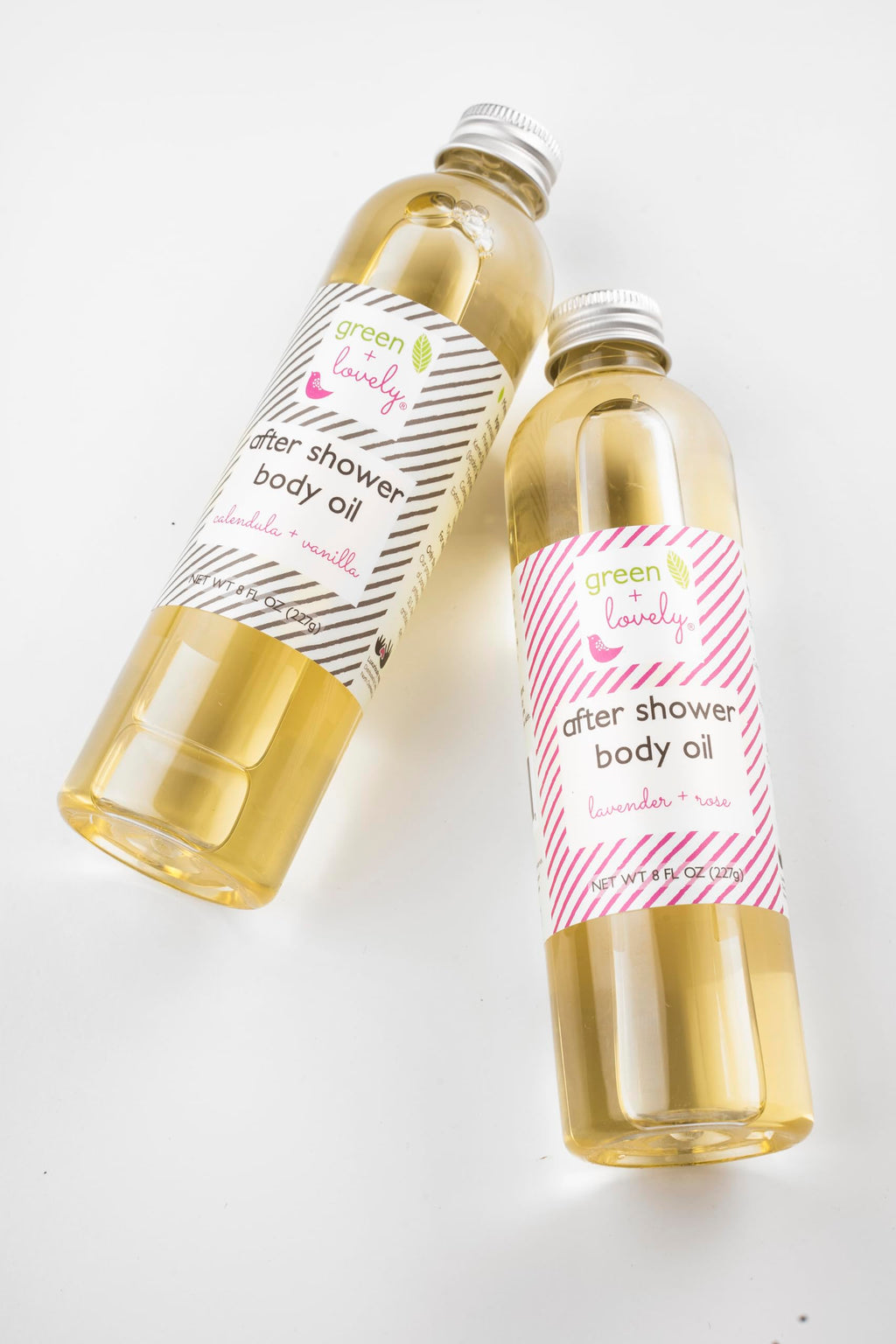 Green + Lovely Body Oil Moisturizer – Premium Organic After Shower Hydration (8 oz, Lavender Rose)
