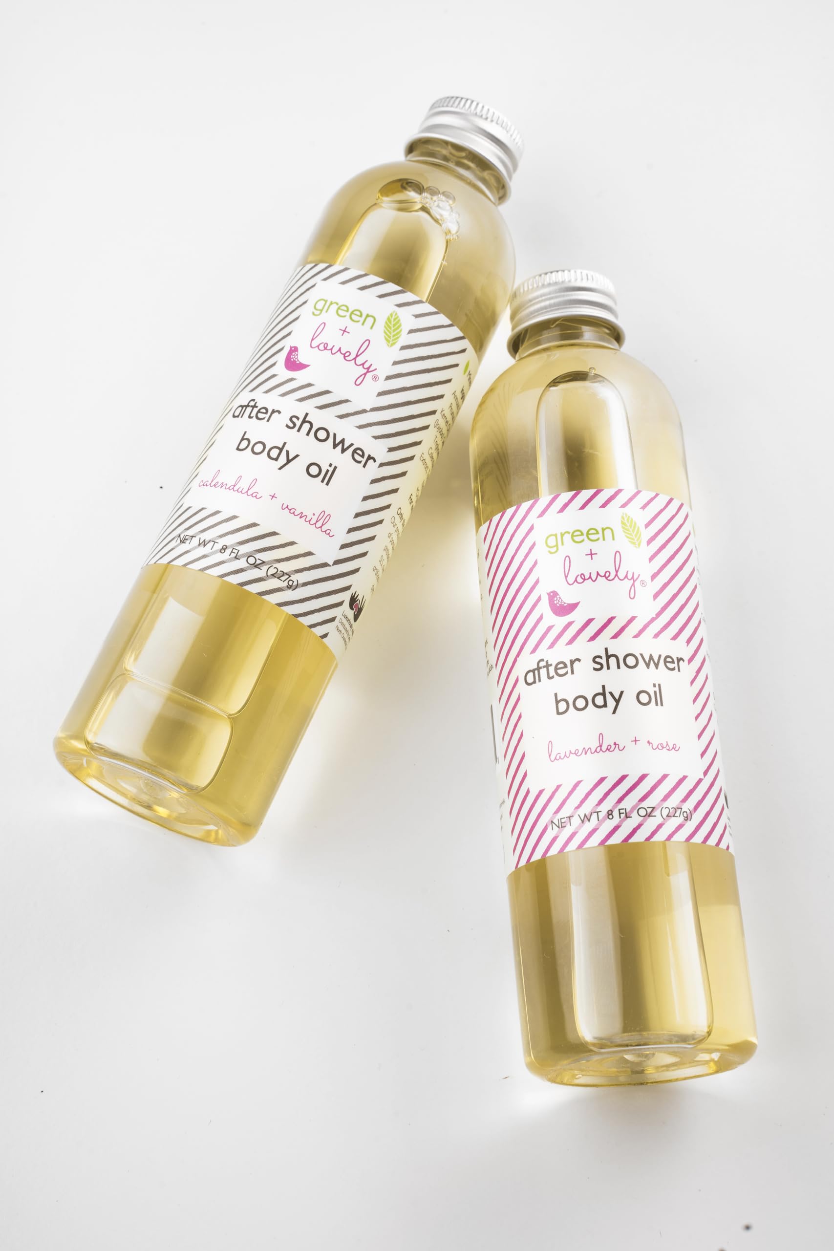 Green + Lovely Body Oil Moisturizer – Premium Organic After Shower Hydration (8 oz, Lavender Rose)