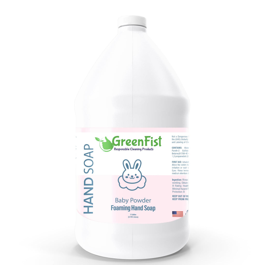 GreenFist Foaming Hand Soap Refills – Baby Powder Scent, 128 oz Jug, Made in USA
