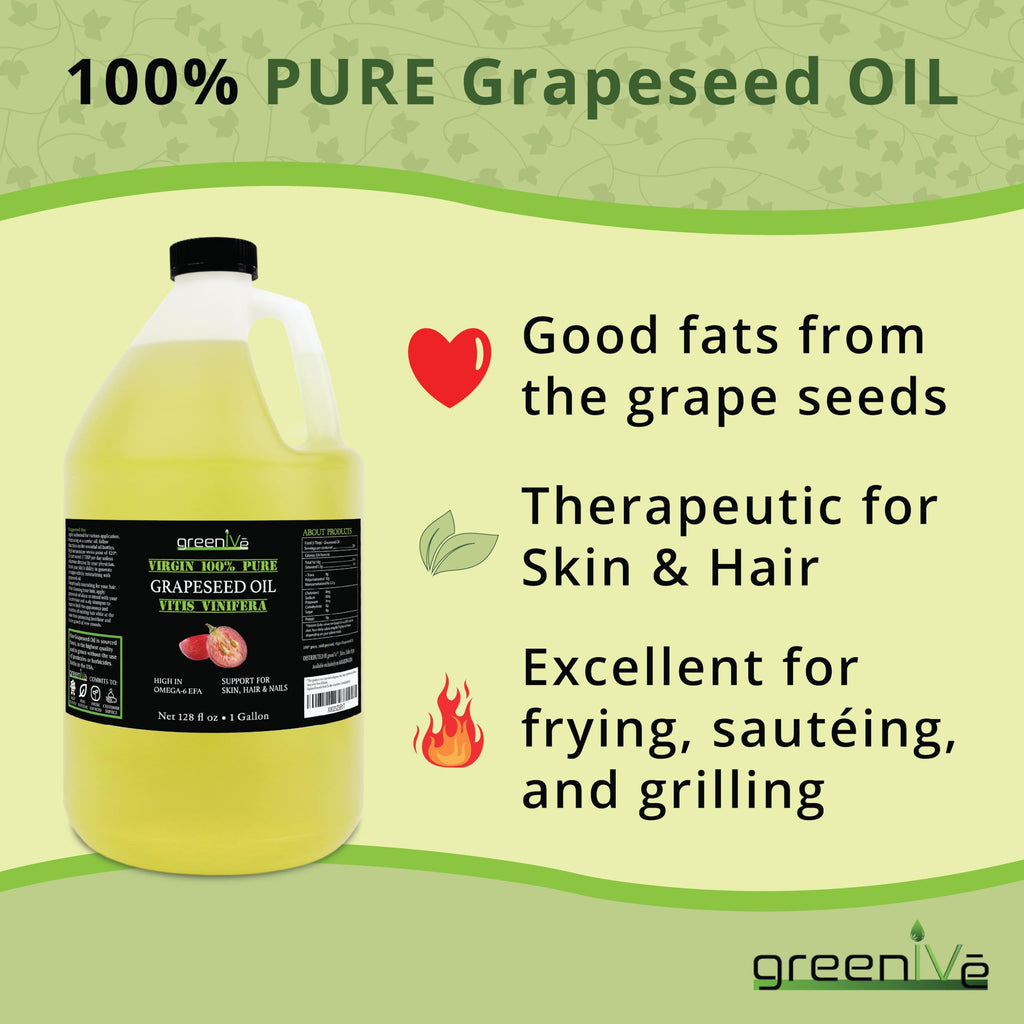 GreenIVe Grapeseed Oil – 100% Pure, Cold-Pressed, Organic, 128 oz Gallon
