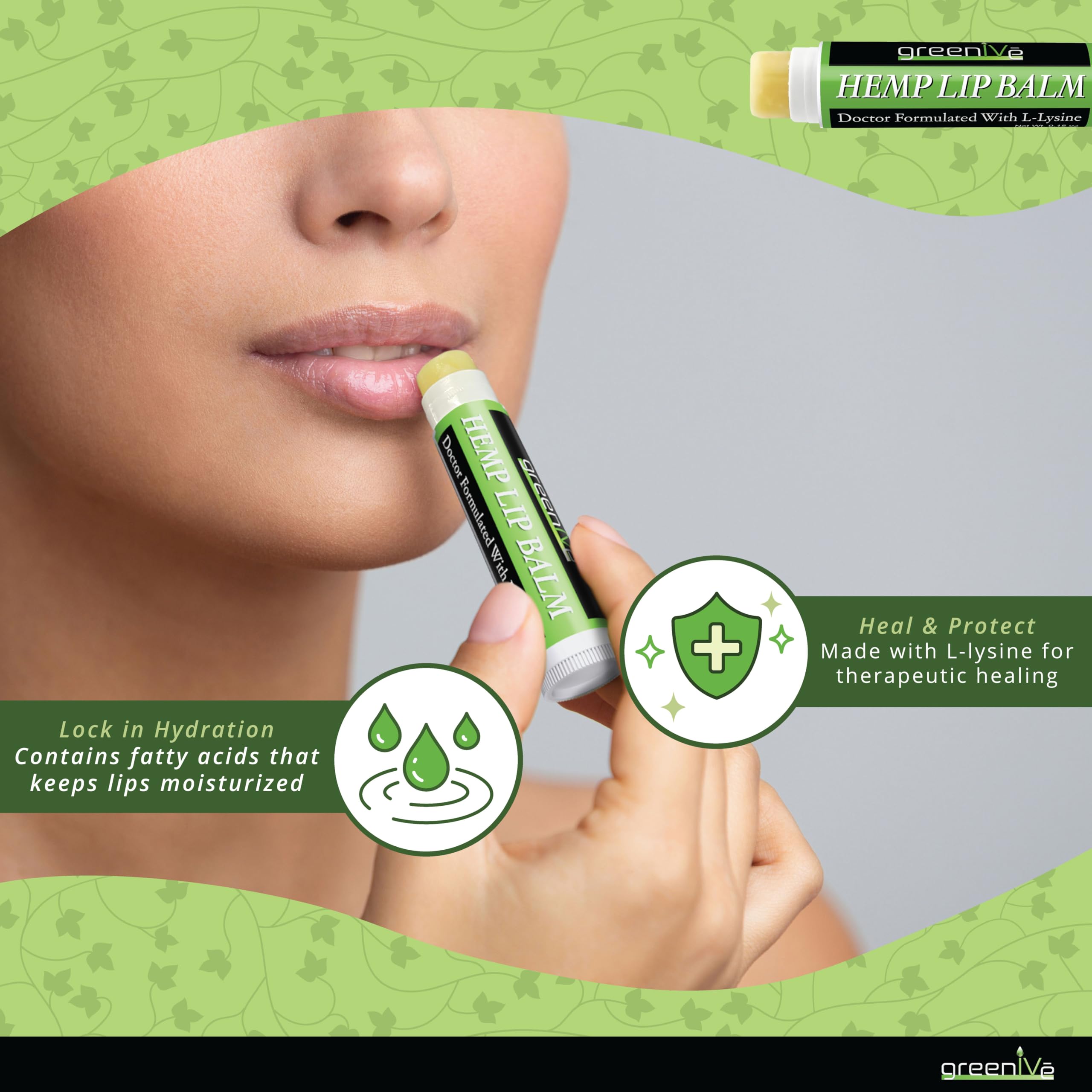 GreenIVe Hemp Lip Balm – Vegan Hydration with Omegas 3 & 6, Vitamin E