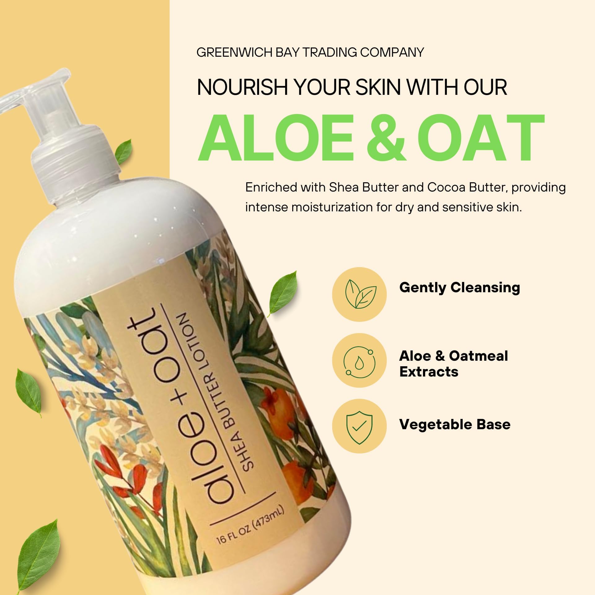 Greenwich Bay Aloe + Oat Hand Lotion with Shea & Cocoa Butter | Deep Hydration for Hands