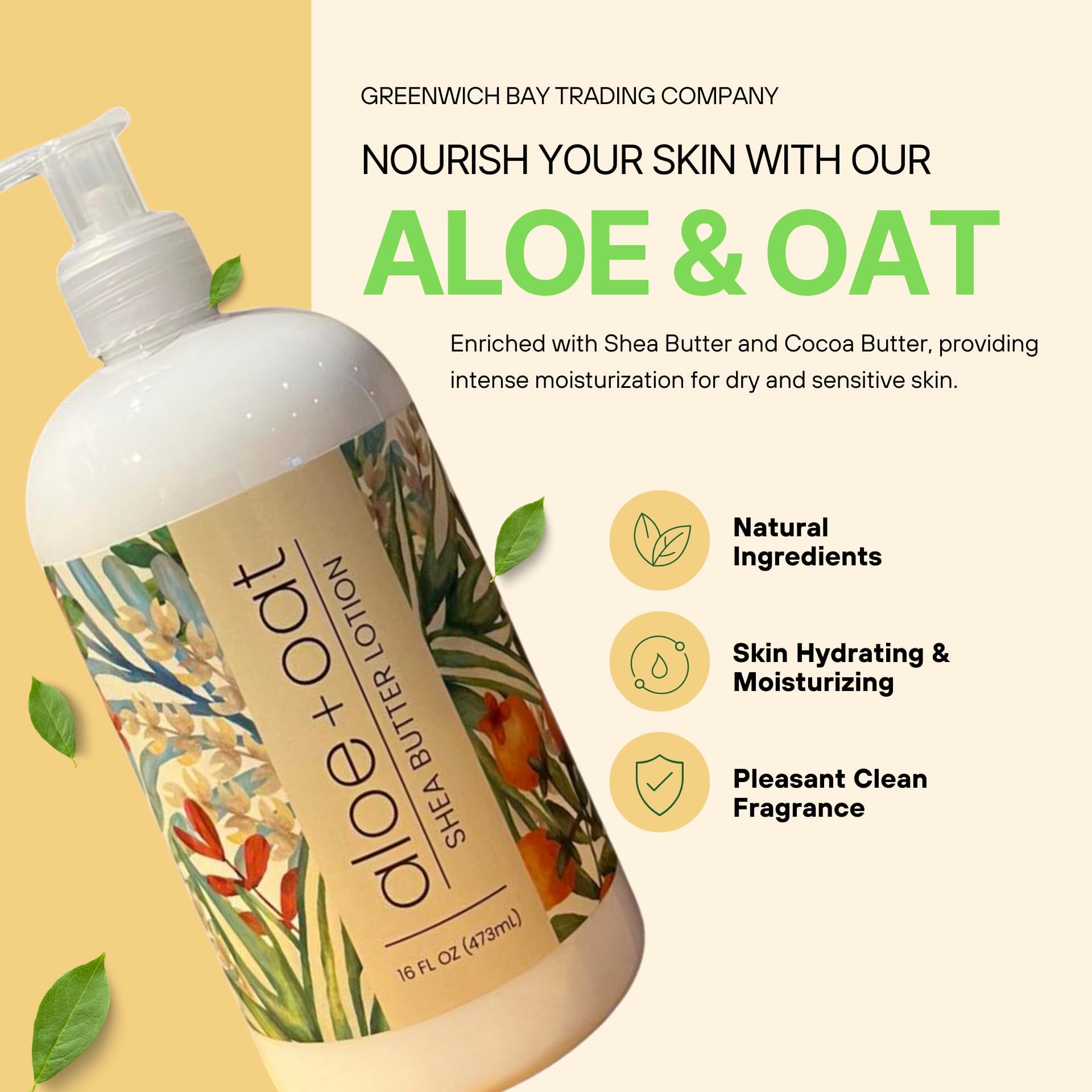 Greenwich Bay Aloe + Oat Hand Lotion with Shea & Cocoa Butter | Deep Hydration for Hands