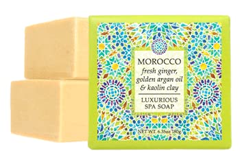 Greenwich Bay Destination Exfoliating Spa Soaps 7 Piece Set of 6.35 oz Bars — Travel to London, Kyoto, Tahiti, Paris, Fiji, Morocco, and Sicily