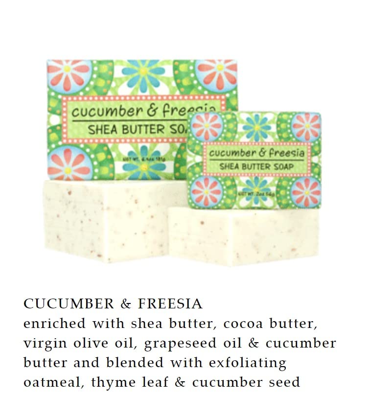 Greenwich Bay Trading Co. Garden Shea Butter Soap Set — 3 Exfoliating Bars, Cucumber & Freesia, 6.4 oz