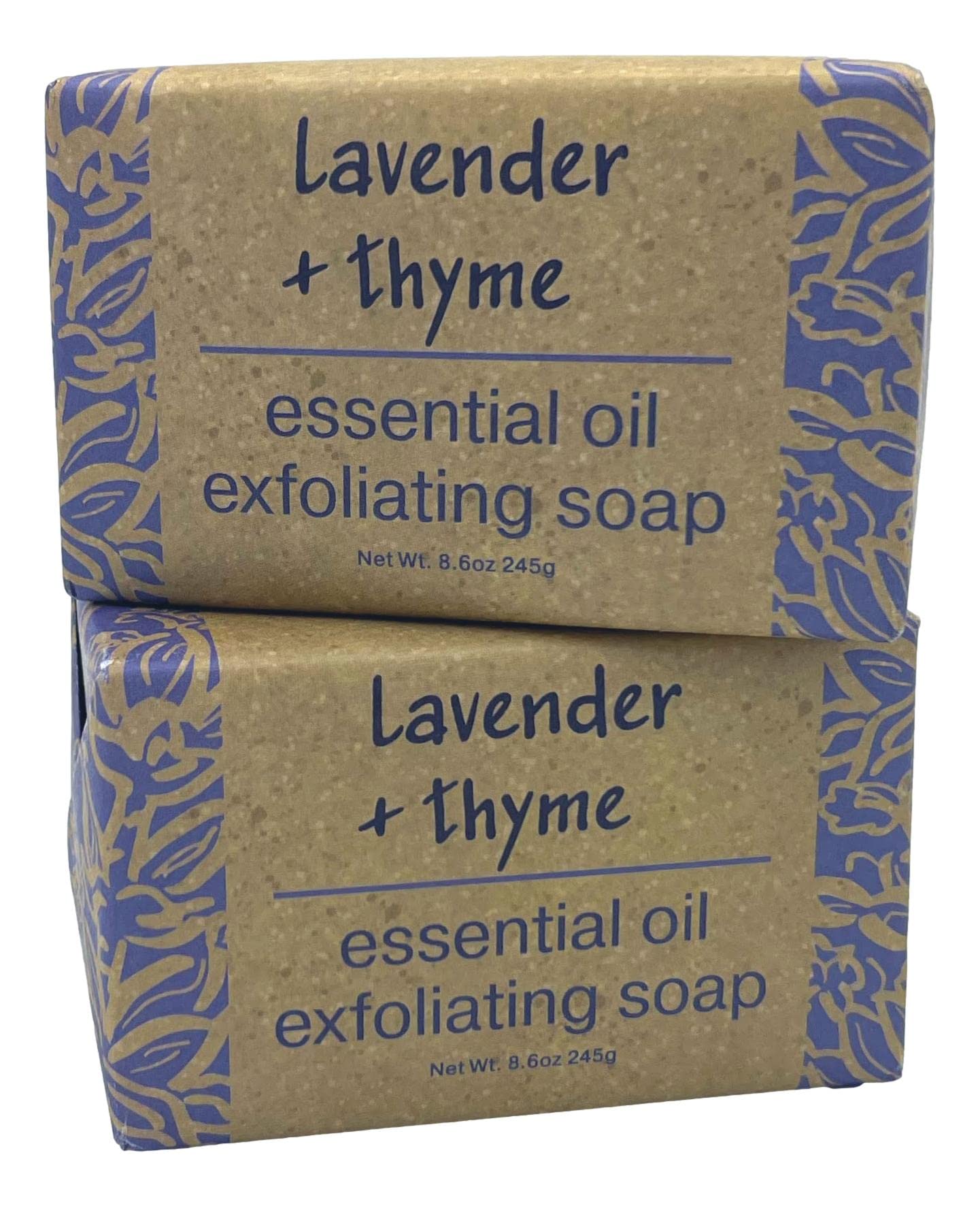 Greenwich Bay Trading Co Lavender & Thyme Exfoliating Bath Bar Soap – Set of 2, 8.6 oz Each