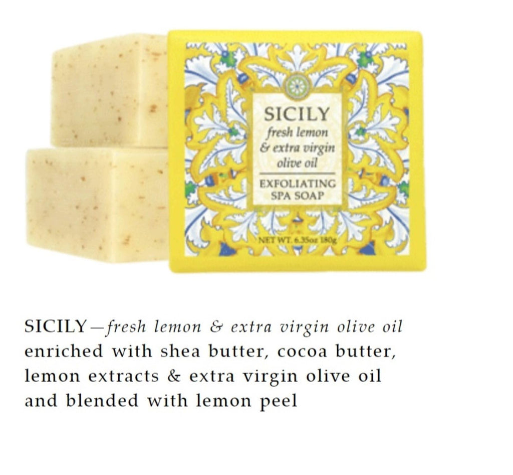 Greenwich Bay Sicily Exfoliating Spa Soap – Set of 3 Square Bars, 6.35 oz Each