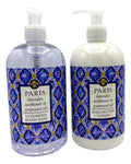 Greenwich Bay Destination Collection Paris Hand Soap & Shea Butter Lotion Set – 16 oz Each, Purple & White