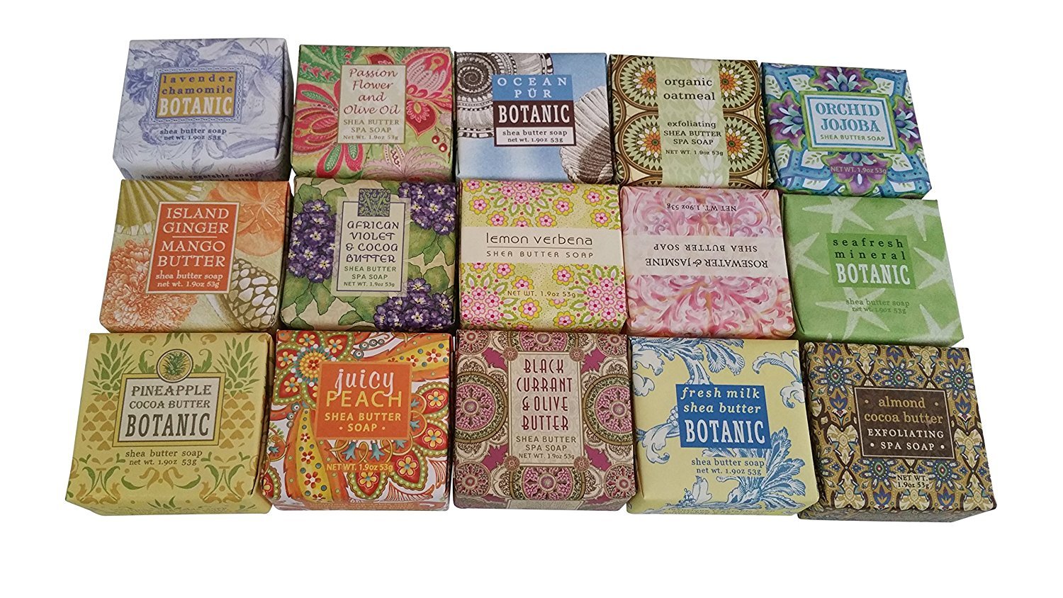 Greenwich Bay Soap Sampler — 15 Mini Bars (1.9 oz each) | Botanical French-Milled Collection