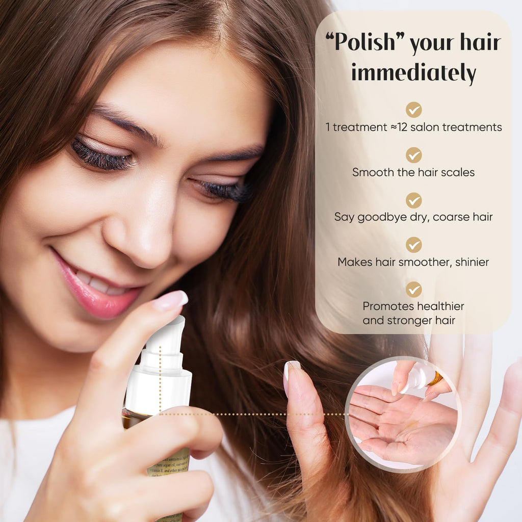 GREEONIL Nourishing Hair Oil with Argan, Coconut & Olive Oils – Frizz Control & Shine (4 Pack)