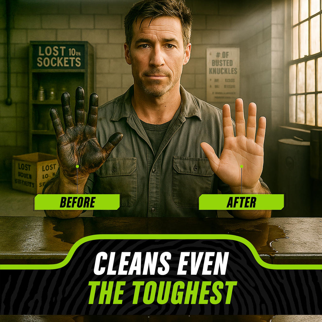 Grip Clean Heavy-Duty Hand Cleaner with Nail Brush – 32 oz Pump Top, Lime Scent, Pumice & Clay