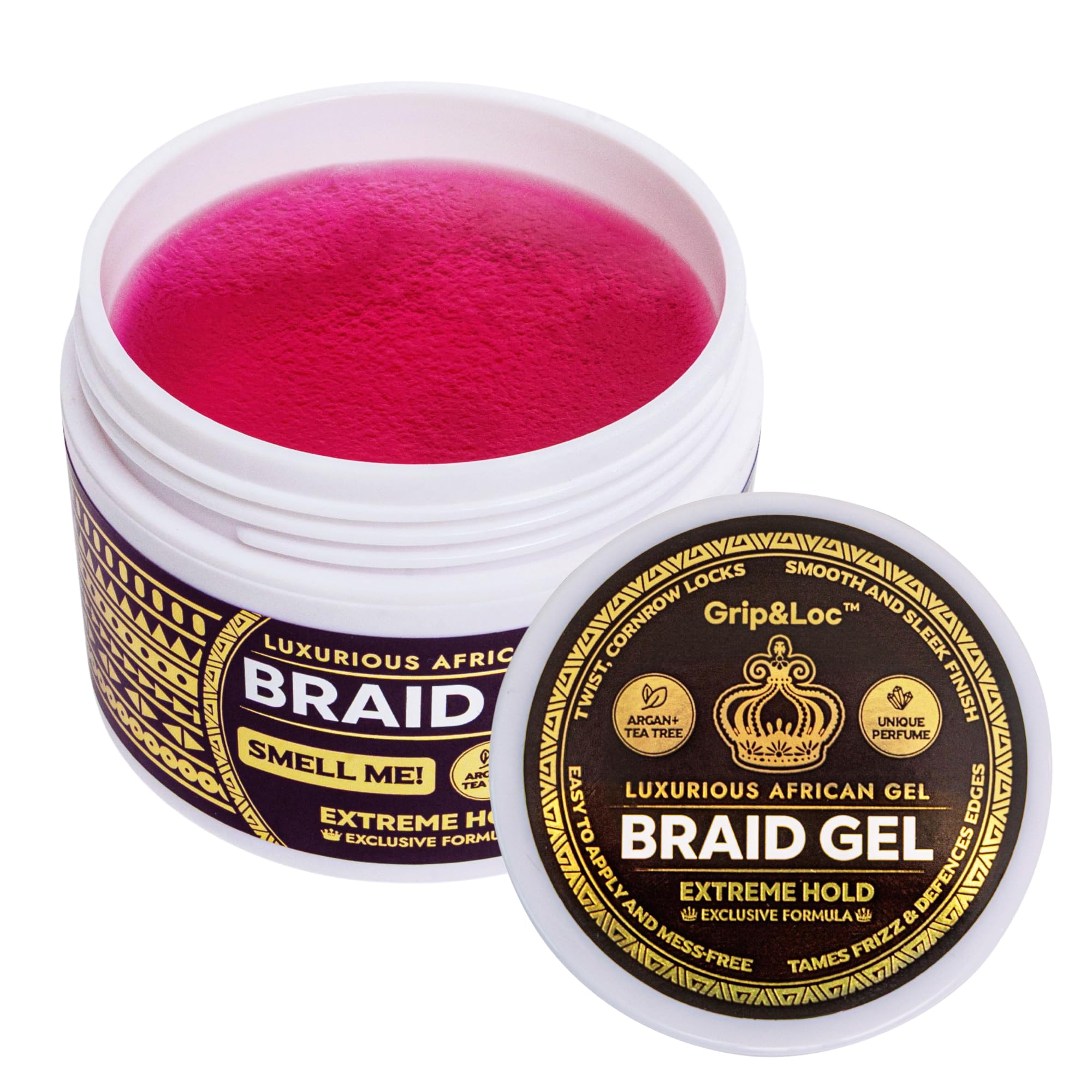 Grip&Loc Luxury Braid Gel – Extreme Hold, High Shine, Flake-Free Edge Control, Made in Korea