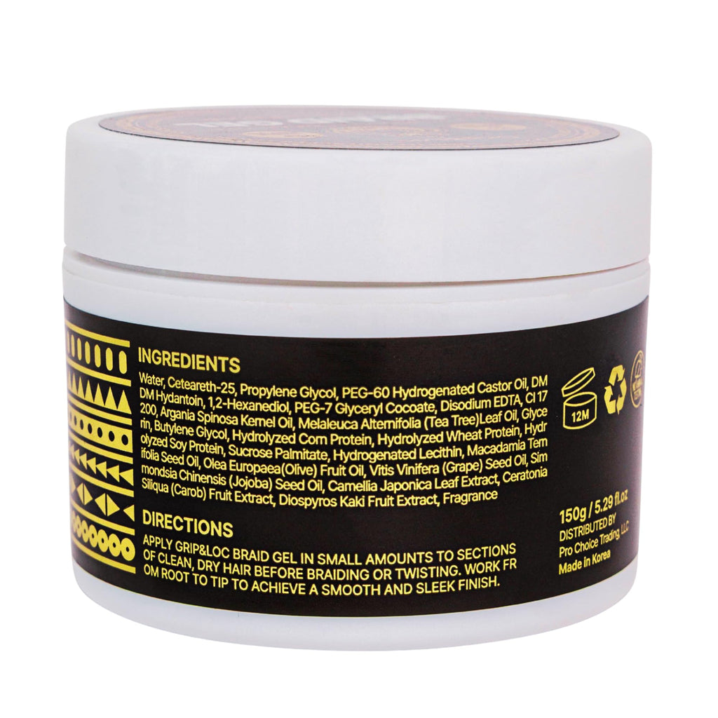 Grip&Loc Luxury Braid Gel – Extreme Hold, High Shine, Flake-Free Edge Control, Made in Korea