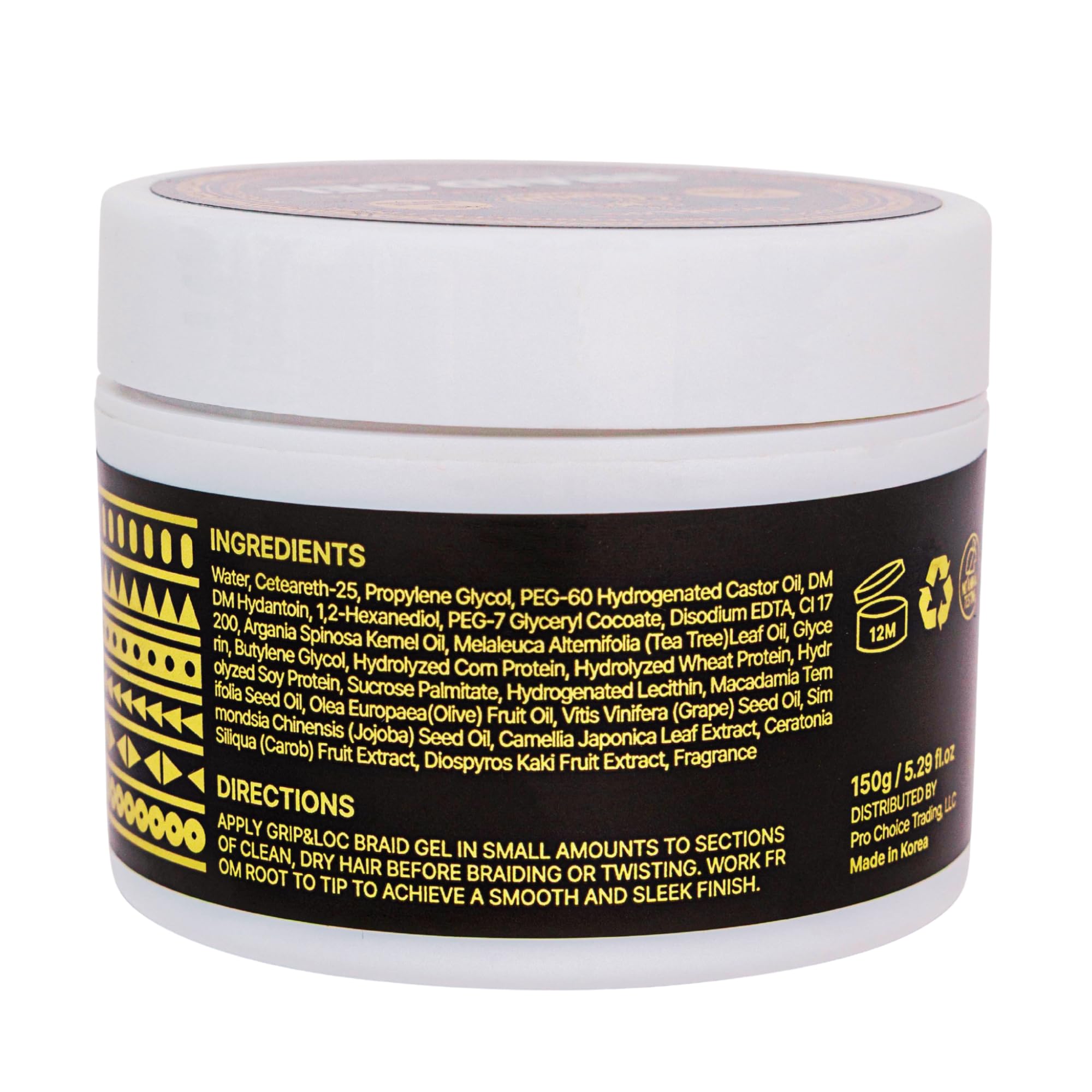 Grip&Loc Luxury Braid Gel – Extreme Hold, High Shine, Flake-Free Edge Control, Made in Korea