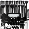 Grnheat 73-Piece Makeup Brush Kit | Pro Set with Case, Sponges & Puffs