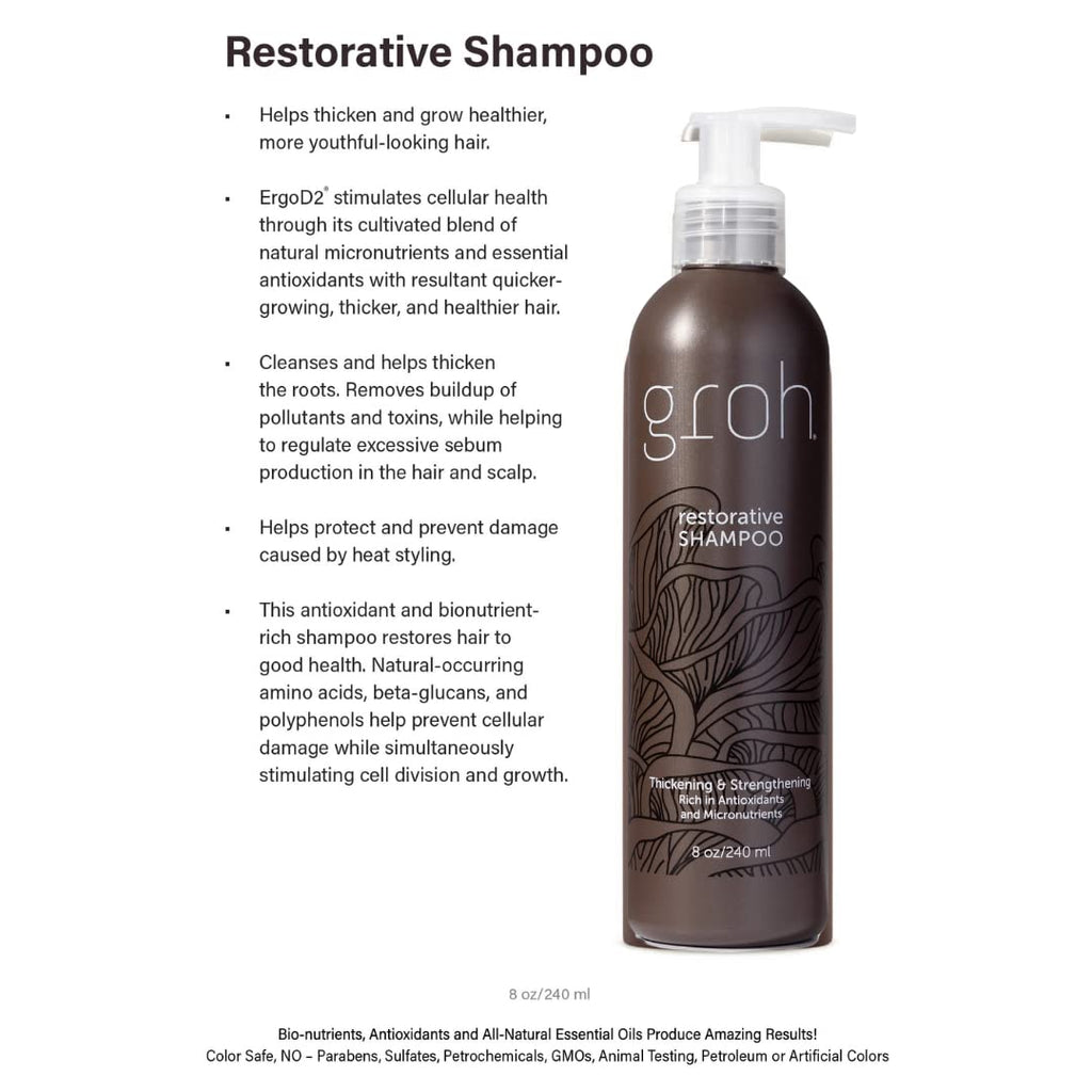 GROH Restorative Shampoo — Daily Thickening & Scalp Support, 8oz