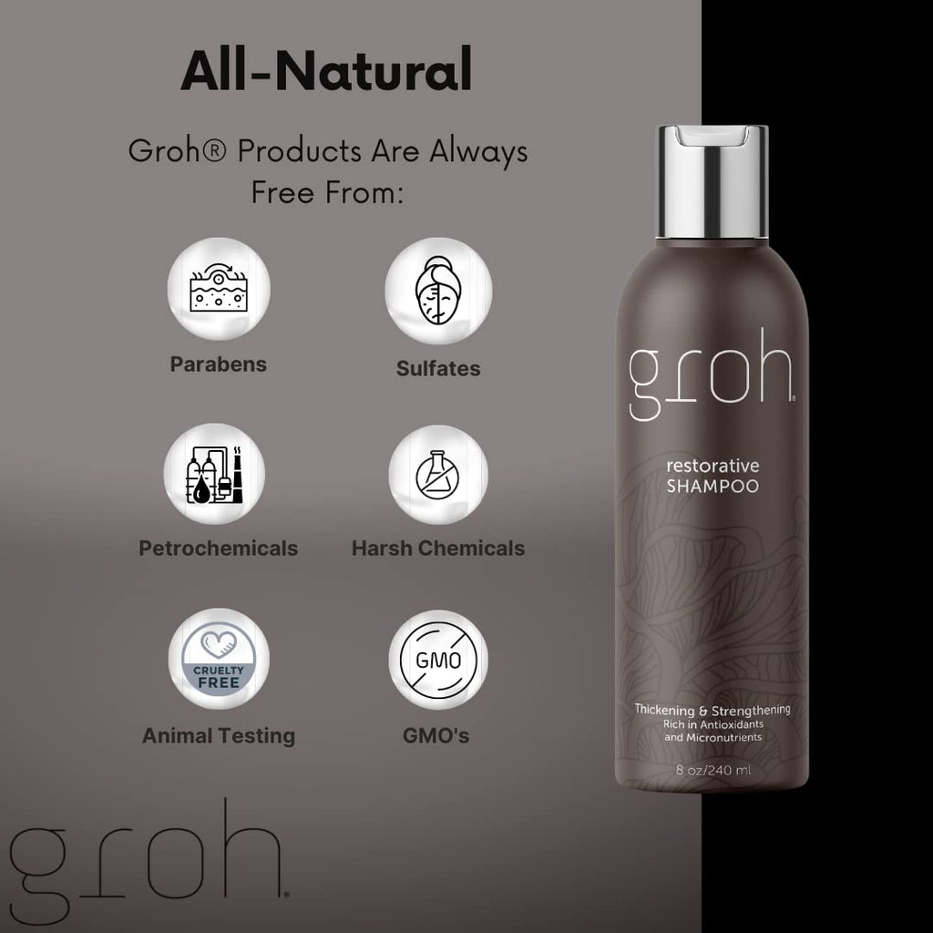 GROH Restorative Shampoo — Daily Thickening & Scalp Support, 8oz
