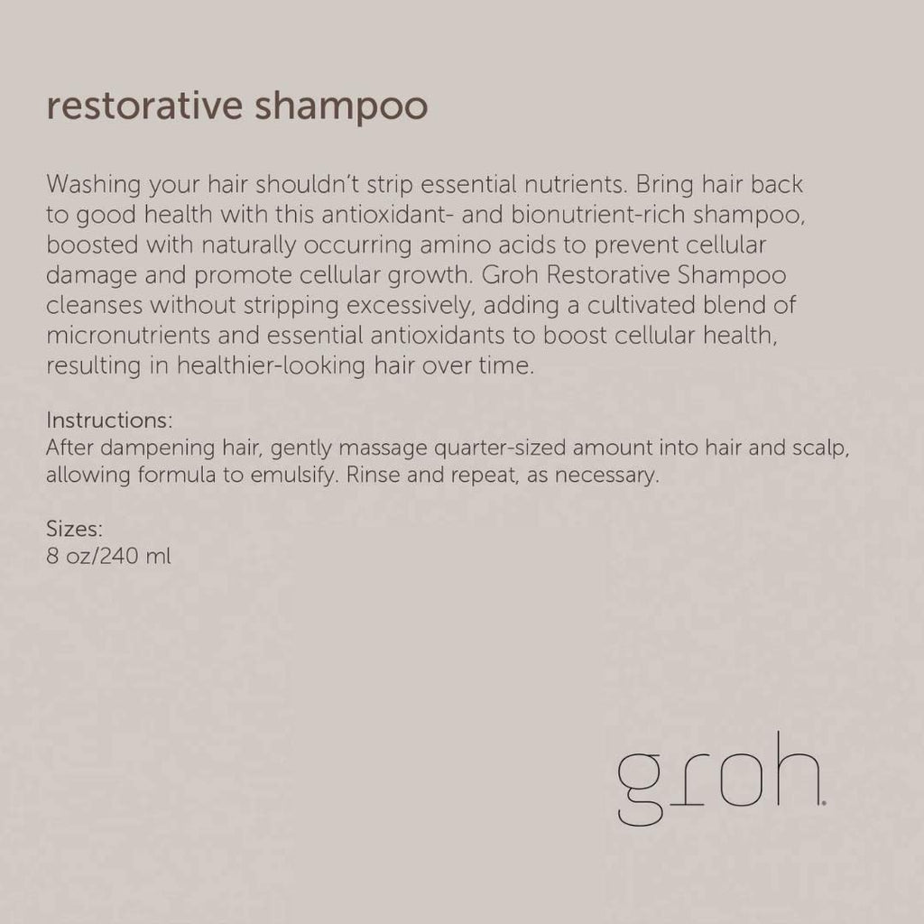 GROH Restorative Shampoo — Daily Thickening & Scalp Support, 8oz