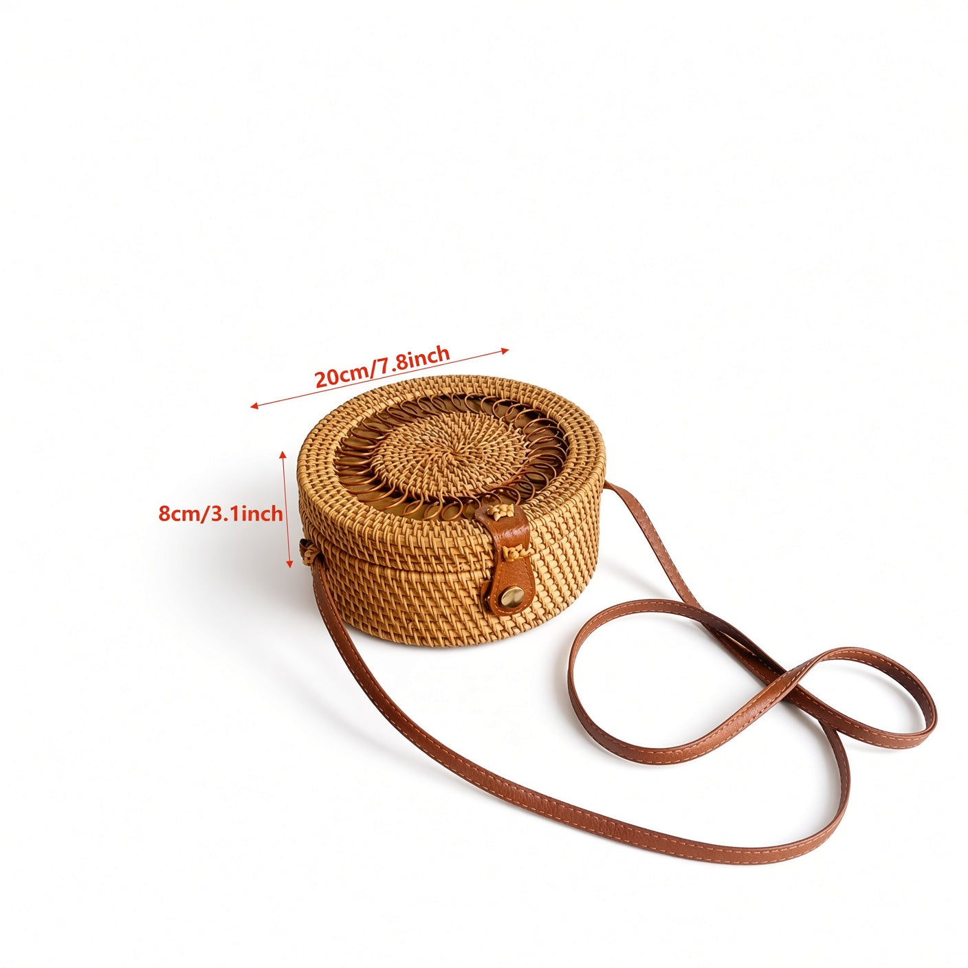 Women Round Raffia Cross body Bag Handwoven Beach Bohemian Shoulder Purse