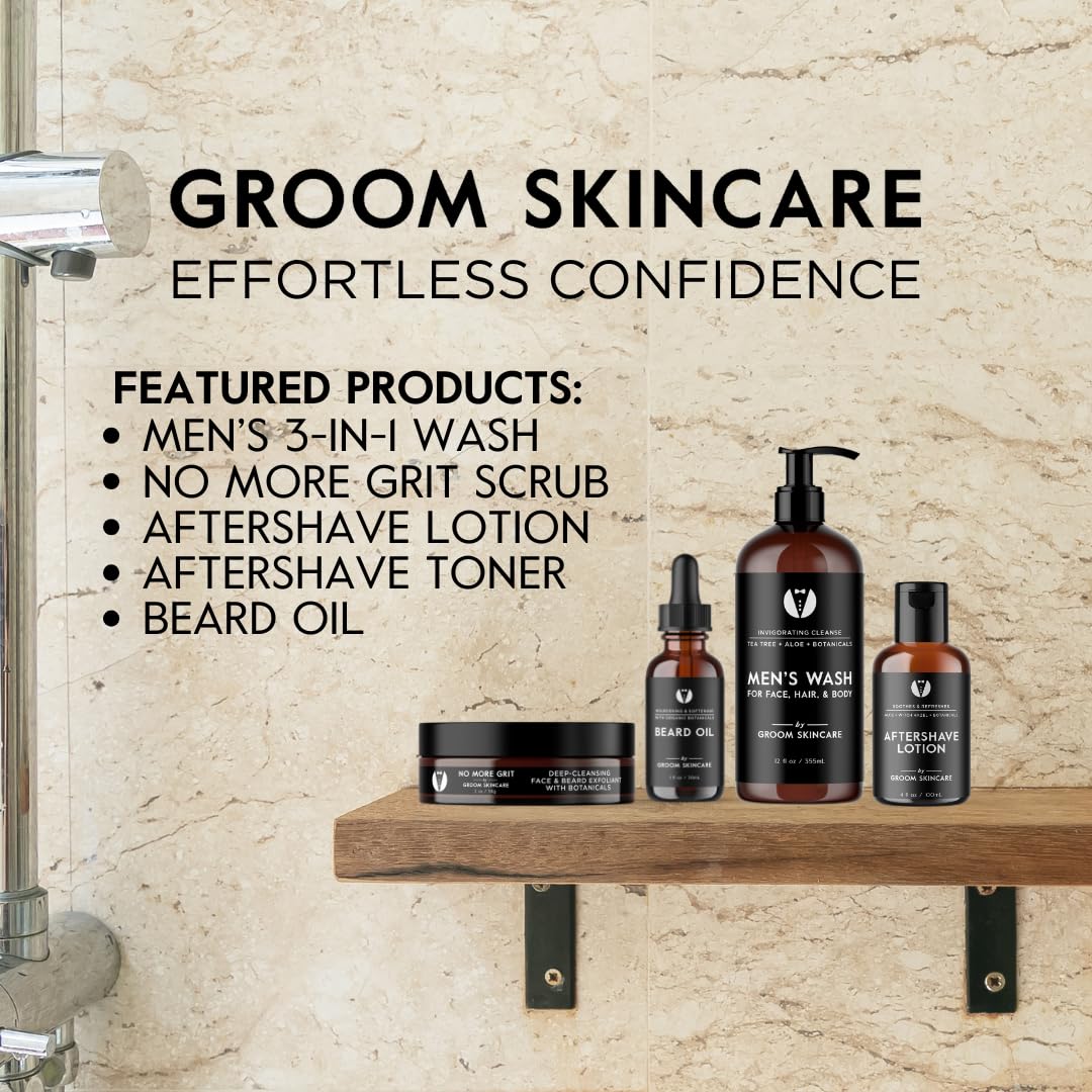 Groom Skincare GROOM After Shave Lotion for Men – Soothing Post-Shave Moisturizer with Aloe, Vitamin E, Green Tea & MSM | 4 oz