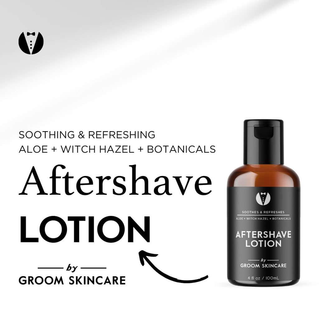 Groom Skincare GROOM After Shave Lotion for Men – Soothing Post-Shave Moisturizer with Aloe, Vitamin E, Green Tea & MSM | 4 oz