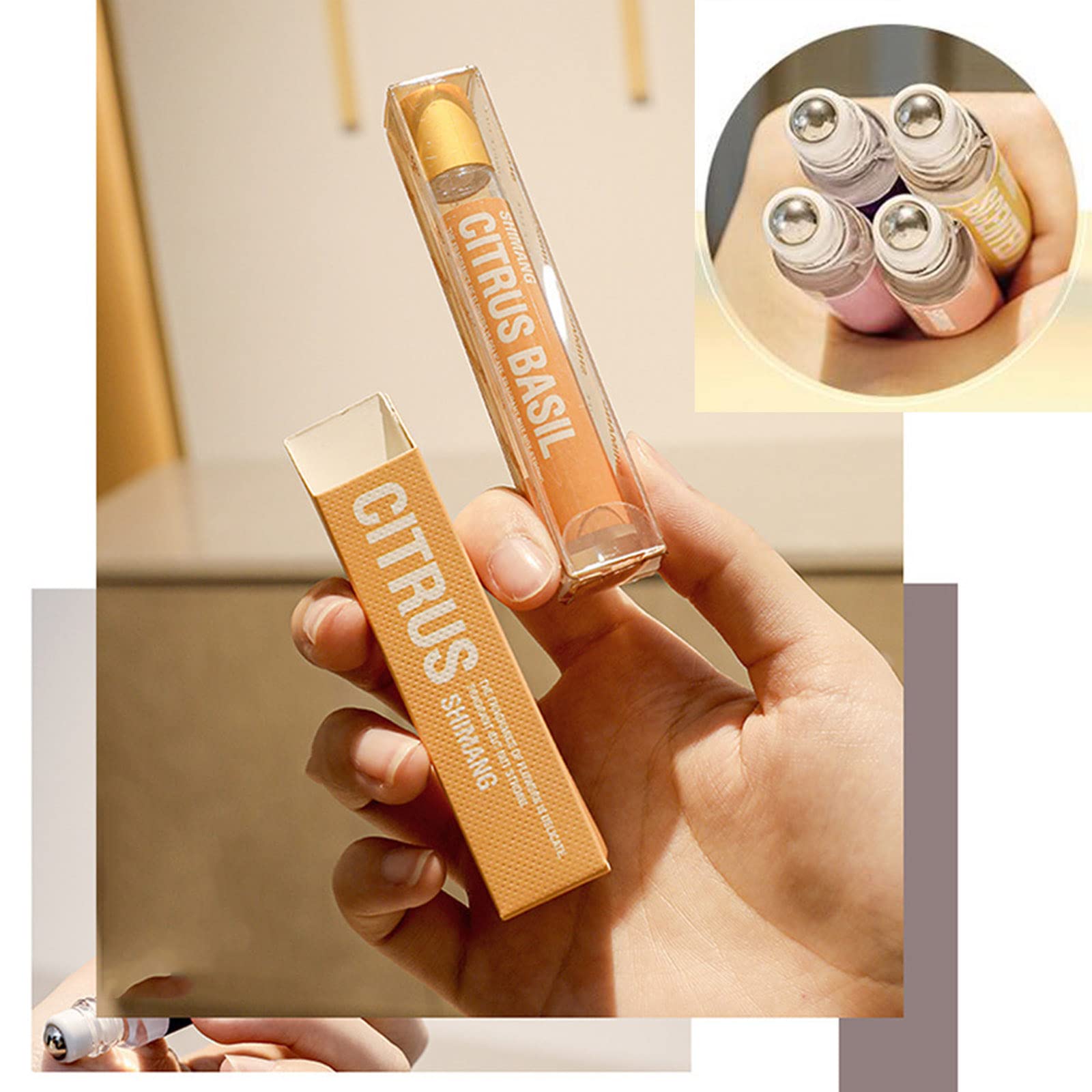 Grospe 4Pcs Eau de Parfum Roll-On — Alcohol-Free Floral Fruit Fragrances, 10 ml