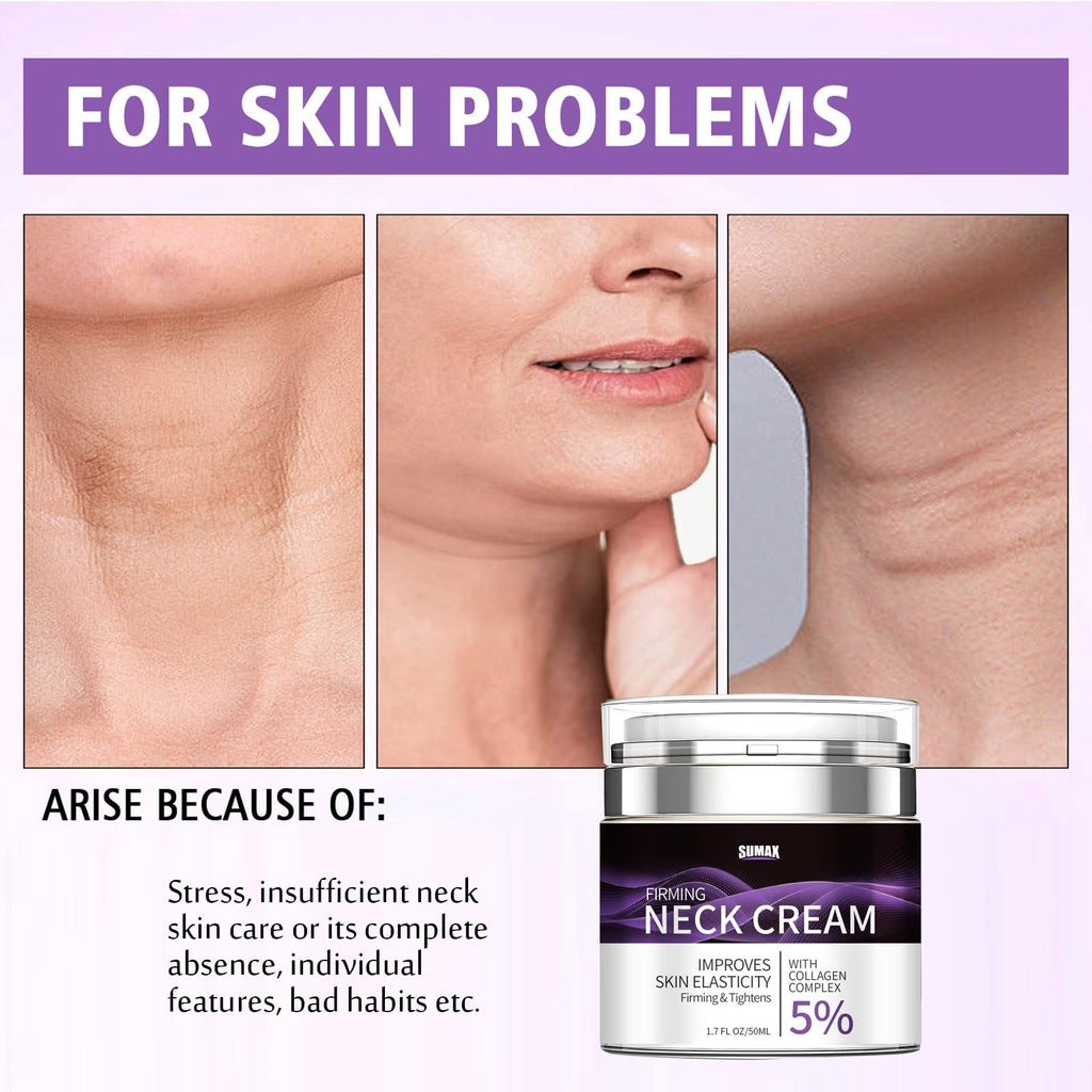 Grospe 5% Collagen Complex Neck Firming Cream – Anti-Aging Moisturizer for Neck & Chest, All-Natural, 1.8 oz