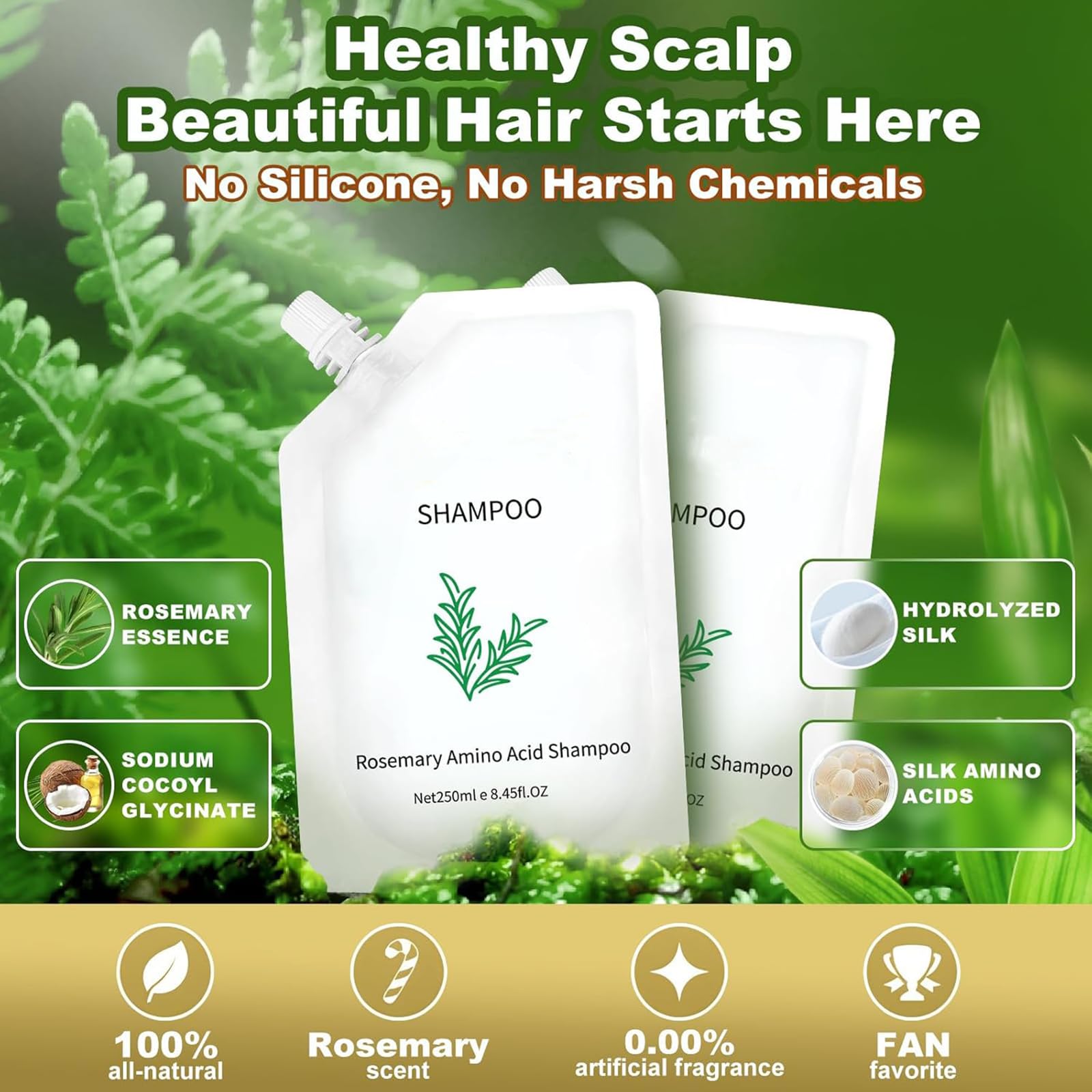 Grospe Rosemary Amino Acid Shampoo – Hair Regrowth, Frizz Reduction & Scalp Nourishment | 250ml