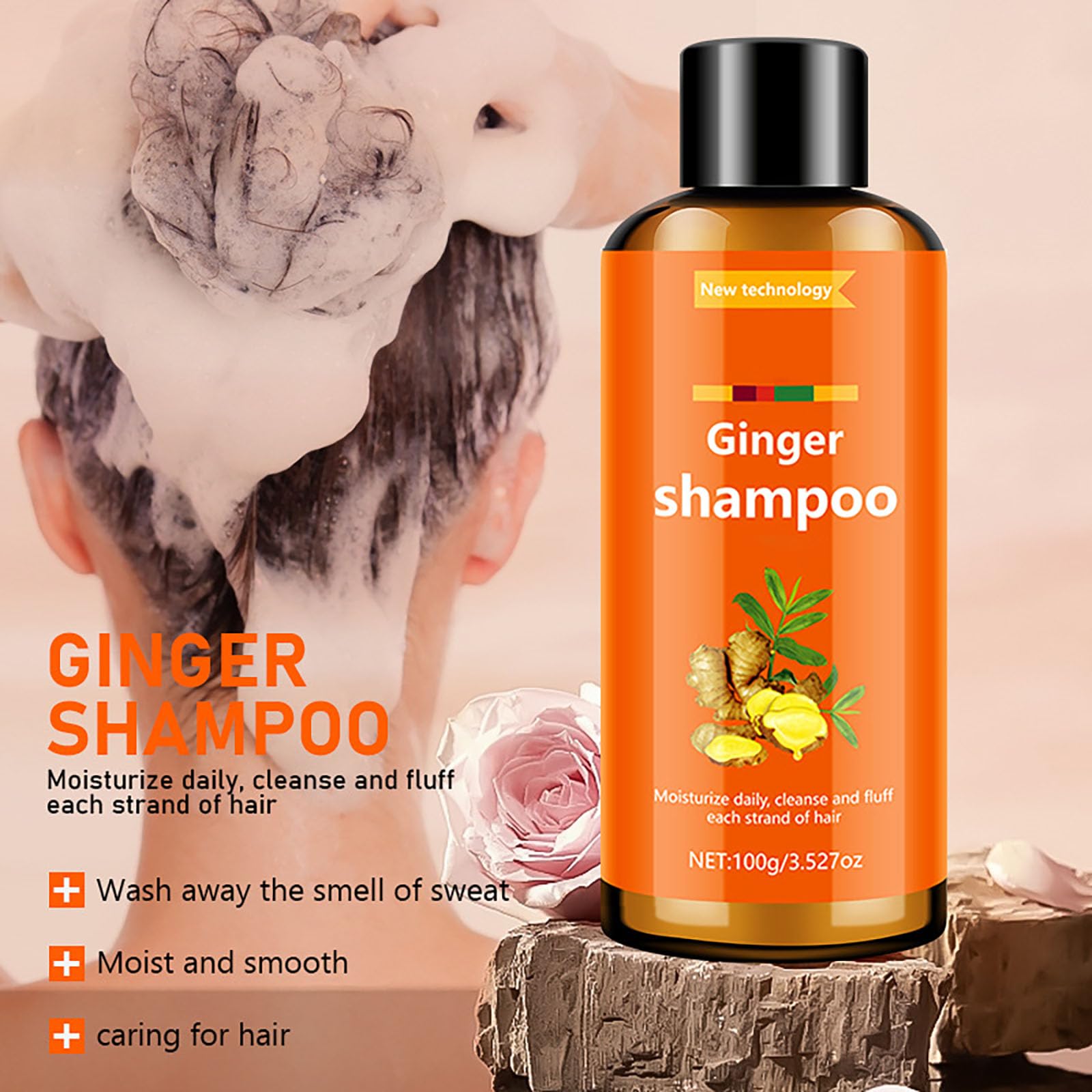 Grospe Ginger Shampoo & Conditioner Set – Keratin Smoothing Anti-Frizz Duo (Travel Size)