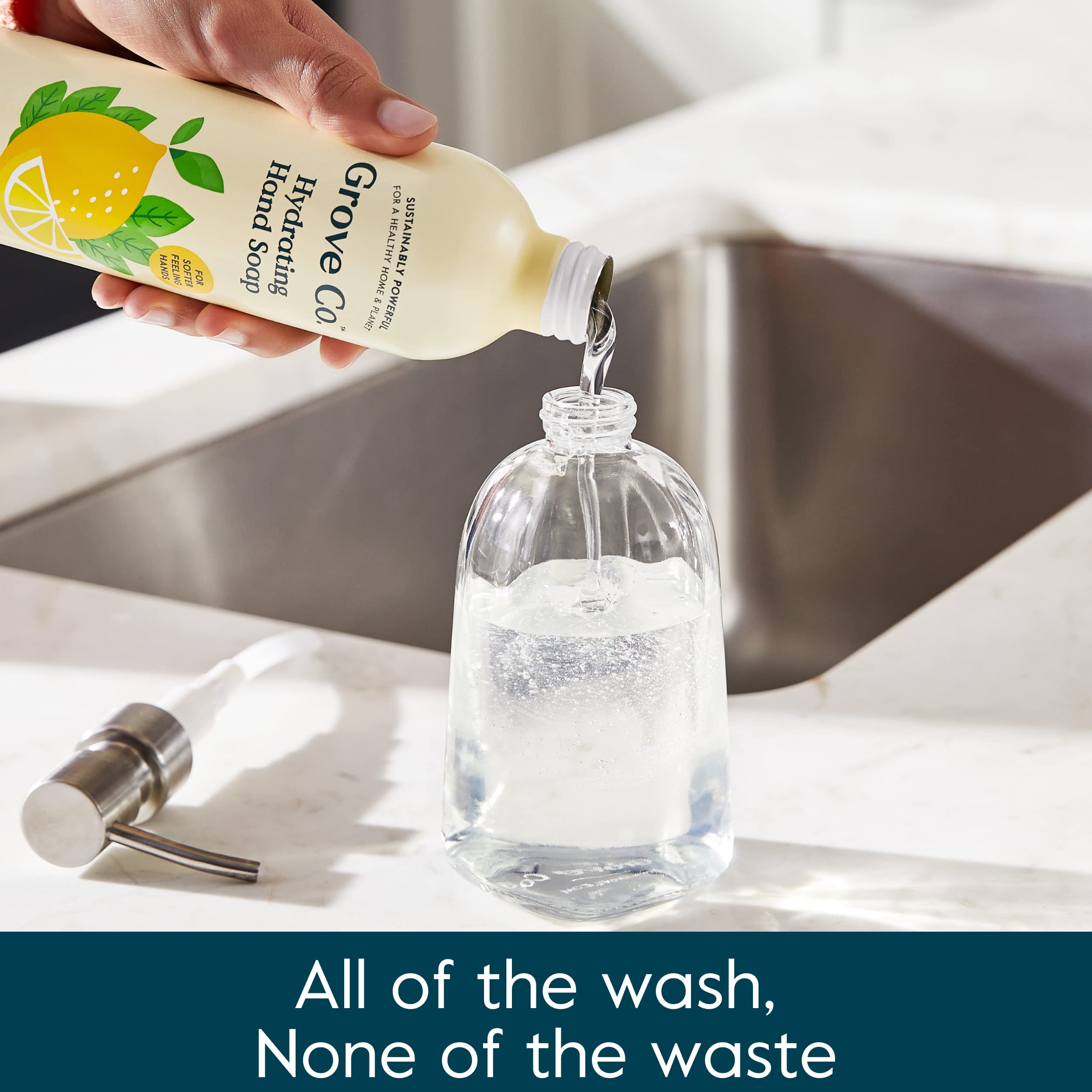 Grove Co. Hydrating Gel Hand Soap Refills (3 x 13 fl oz) – Lemon & Eucalyptus, Plastic-Free Refill Set
