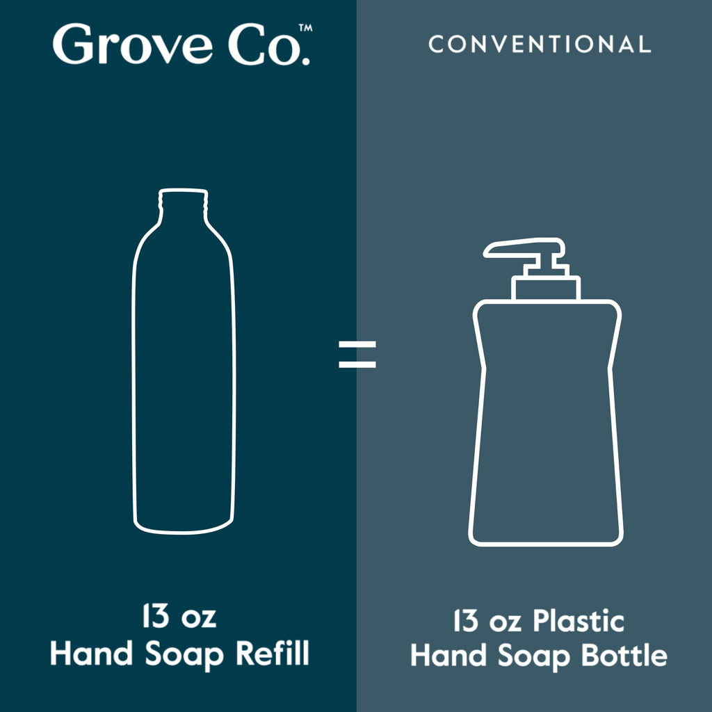 Grove Co. Hydrating Hand Soap Refills (2x13 oz) + Reusable Glass Dispenser – Lavender Blossom & Thyme