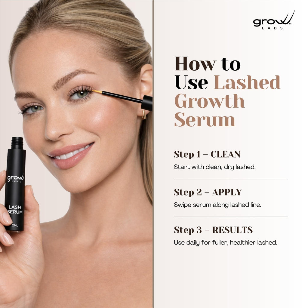Grow Labs Lash Serum – Peptides & Biotin for Stronger, Fuller Lashes | Vegan, Hormone-Free | Made in USA