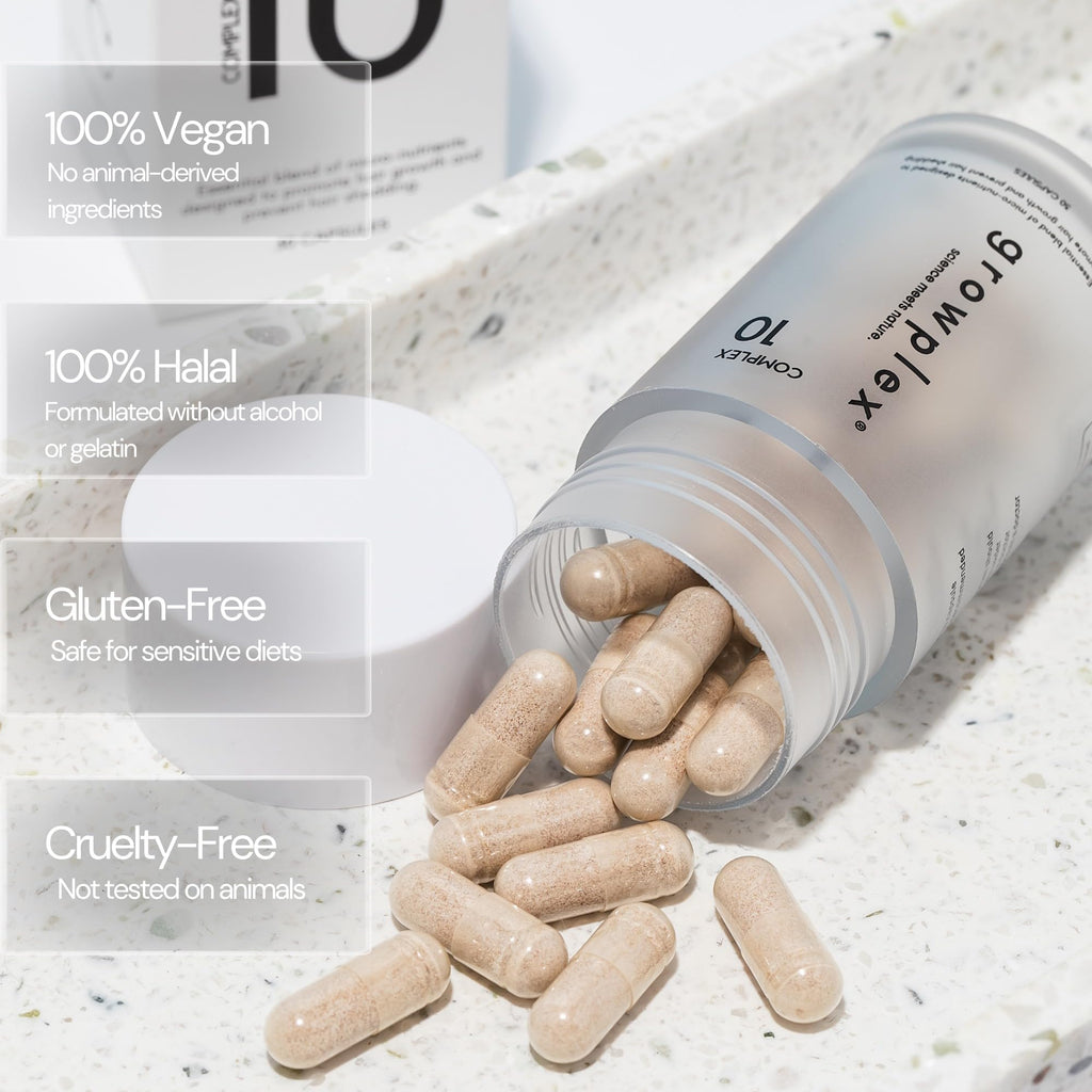 GROWPLEX Complex10 Hair Support Supplement – Biotin, Collagen & 10 Nutrients | 30 Caps