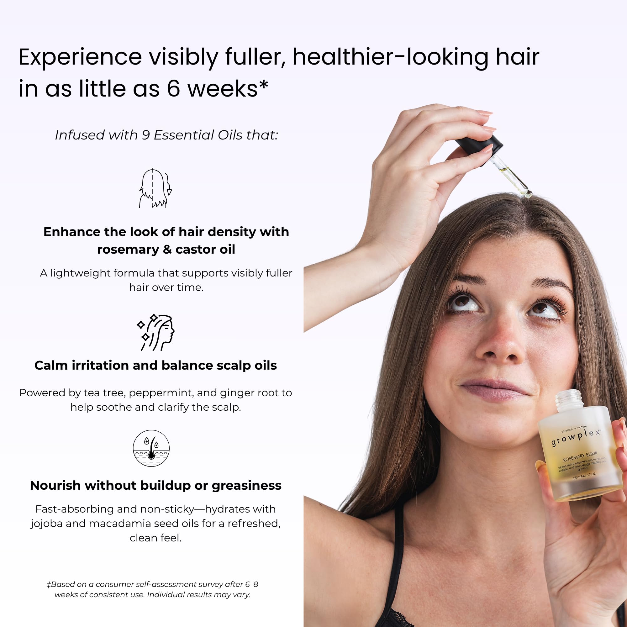 Growplex Rosemary Elixir – Daily Scalp Oil with 9 Essential Oils | Lightweight & Non-Greasy | 2oz