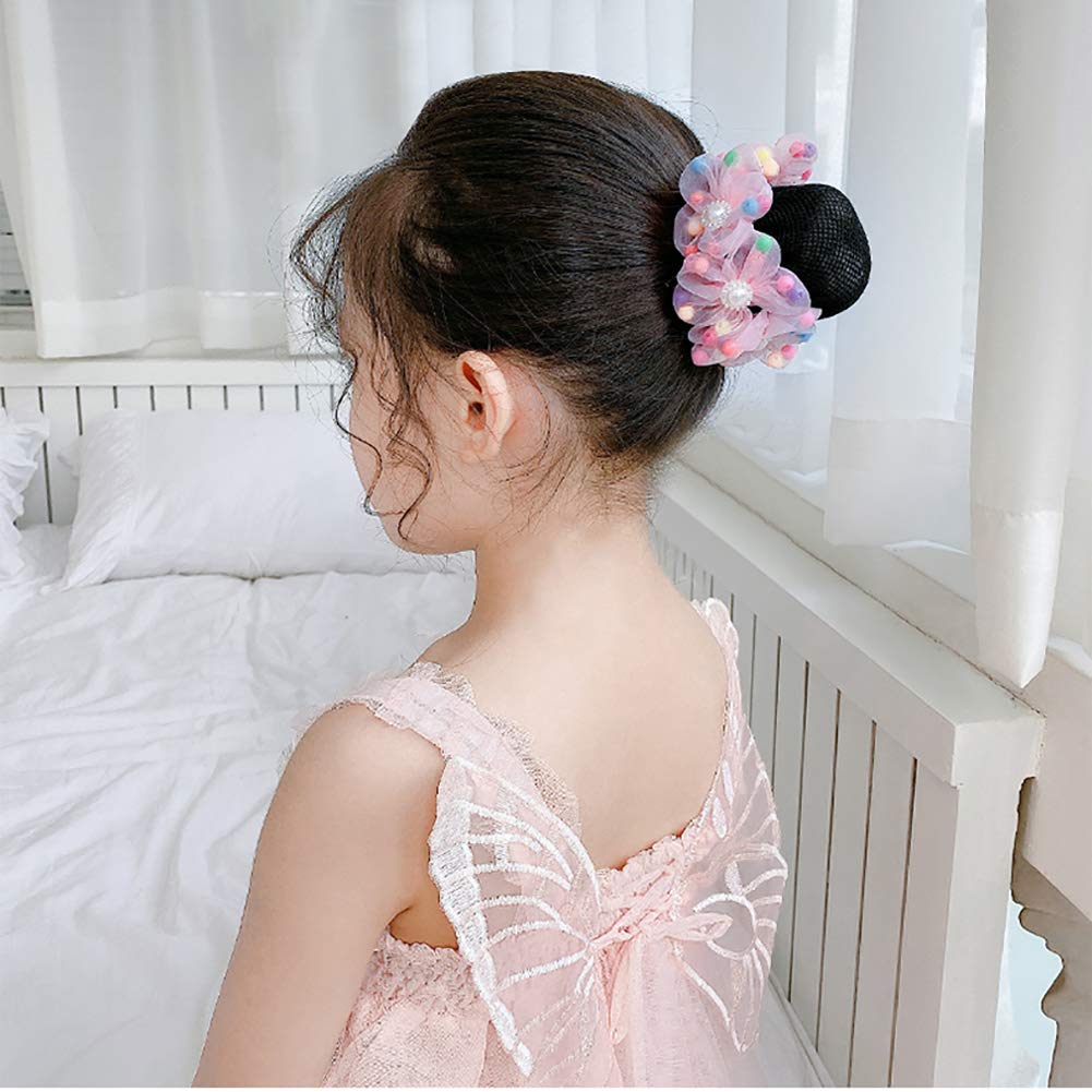 GSHLLO 3-Piece Girls Ballet Bun Covers – Dance Snood Hair Net Accessories