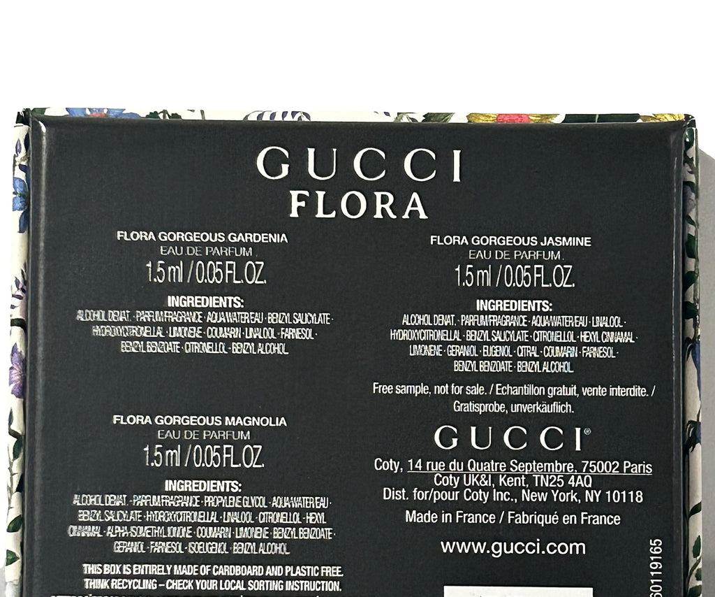 Gucci Flora Sample Gift Set – 3 Mini Perfume Vials (Gardenia, Jasmine, Magnolia) 1.5 ml