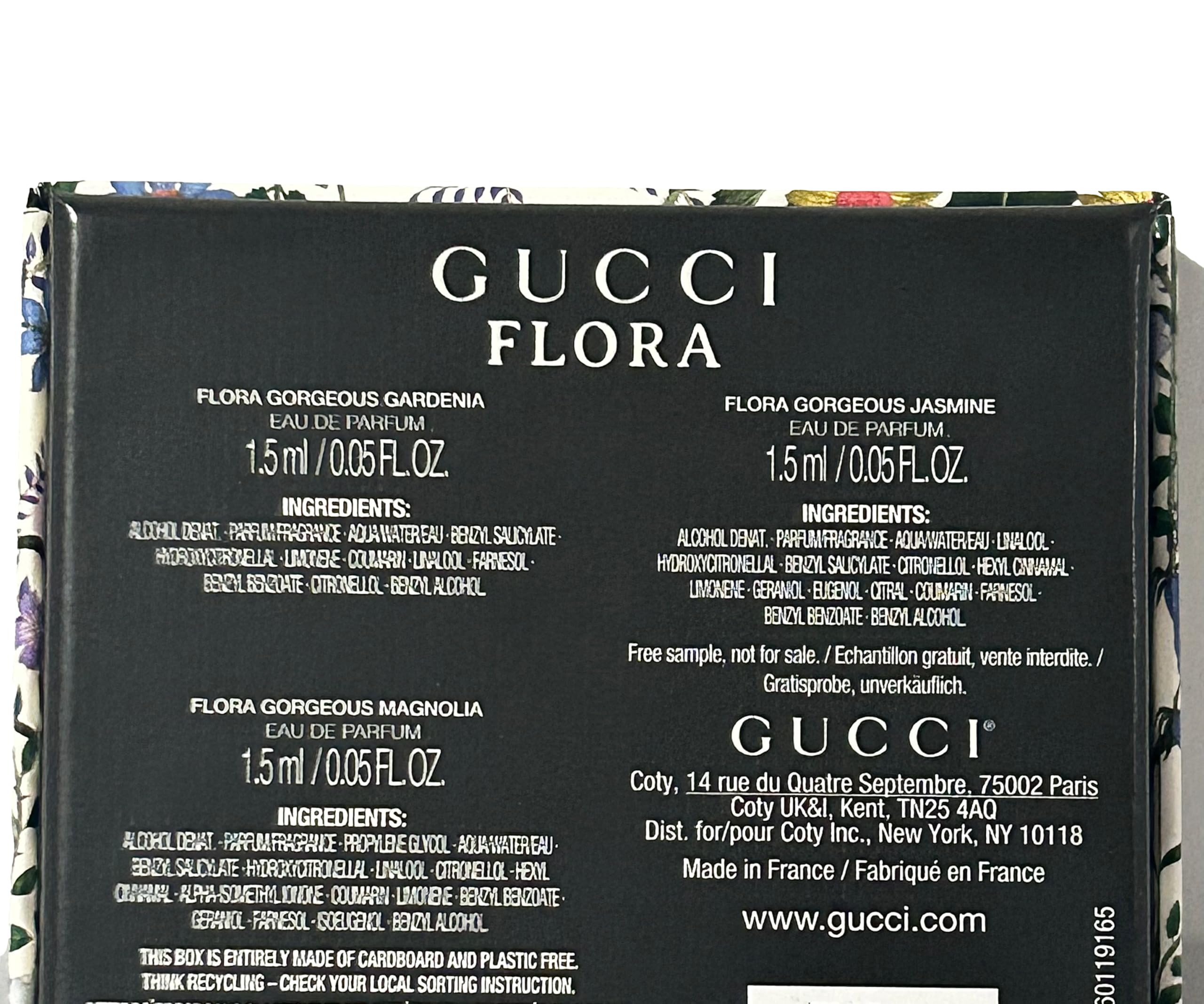 Gucci Flora Sample Gift Set – 3 Mini Perfume Vials (Gardenia, Jasmine, Magnolia) 1.5 ml
