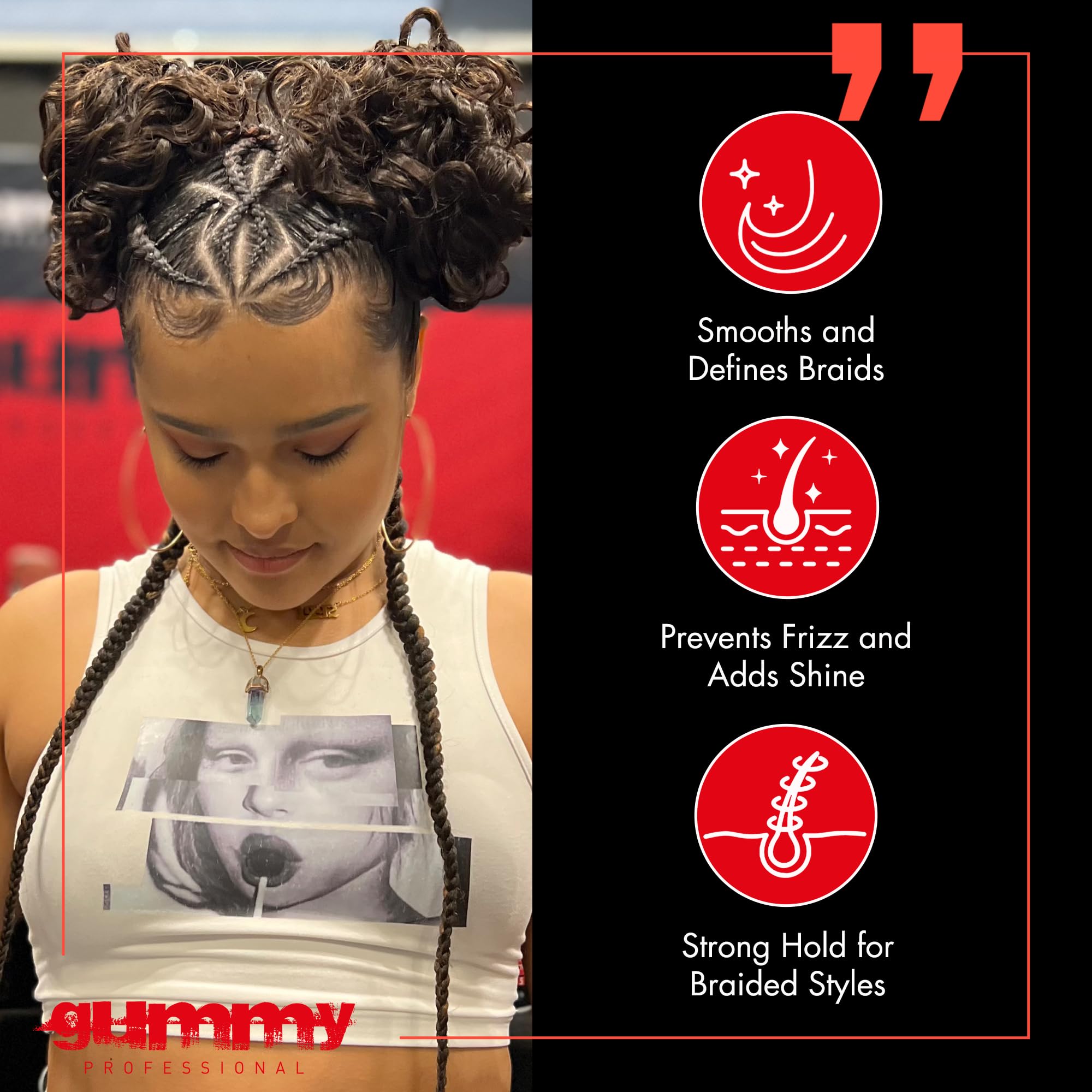 Gummy Braid Control Foaming Mousse - Alcohol-Free Argan Oil for Braids & Curls