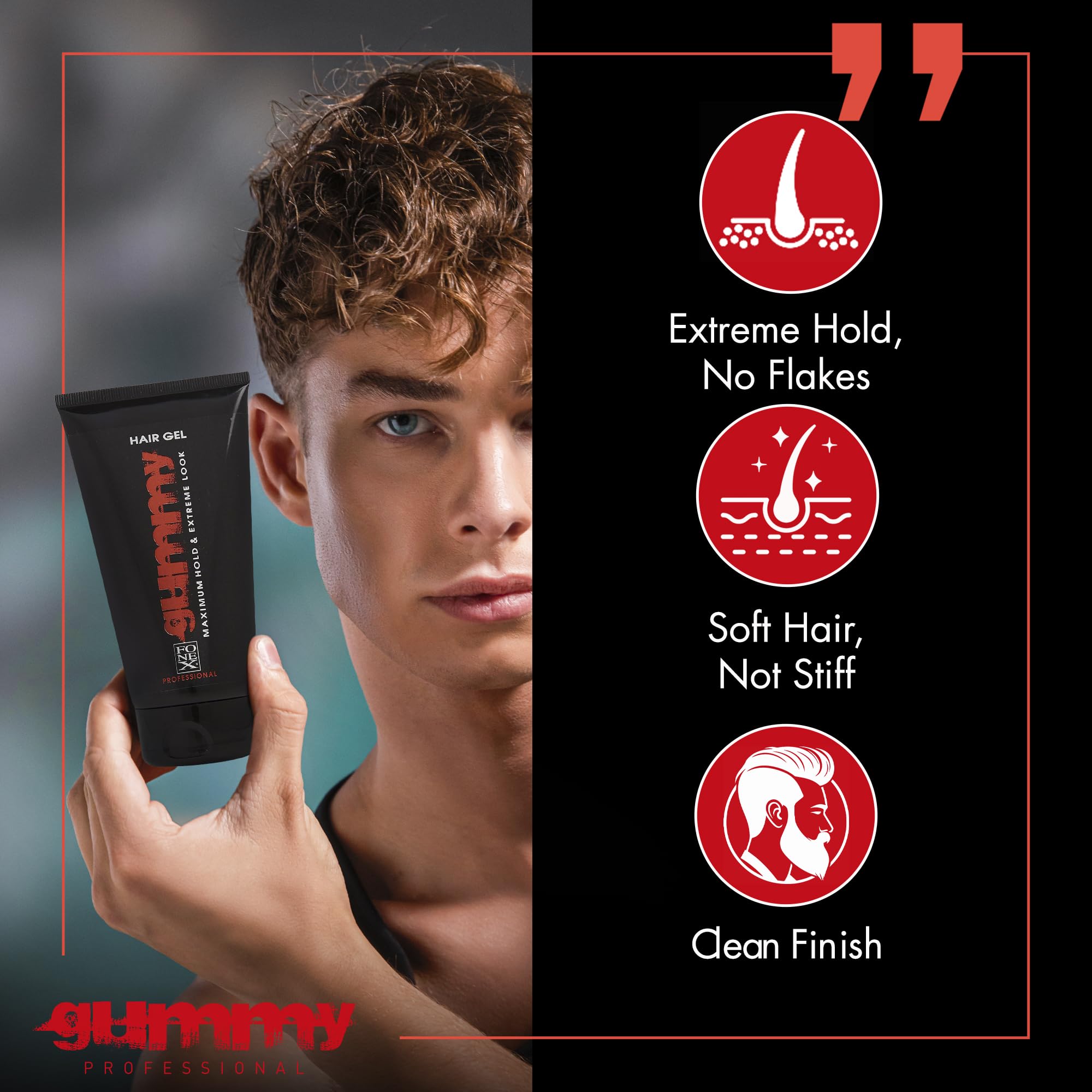 Gummy Professional Hair Gel for Men and Women – Strong Hold Styling Gel with Shine and Conditioning – 150ml